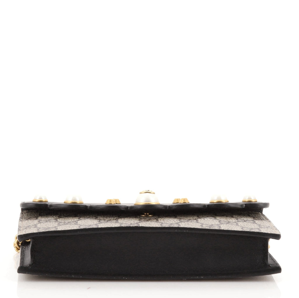 Pearly Wallet on Chain Coated Canvas with Leather Mini