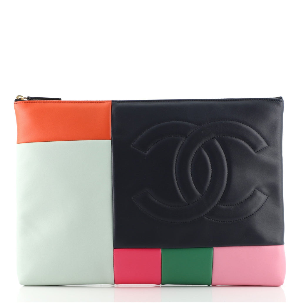 O Case Clutch Colorblock Leather Large