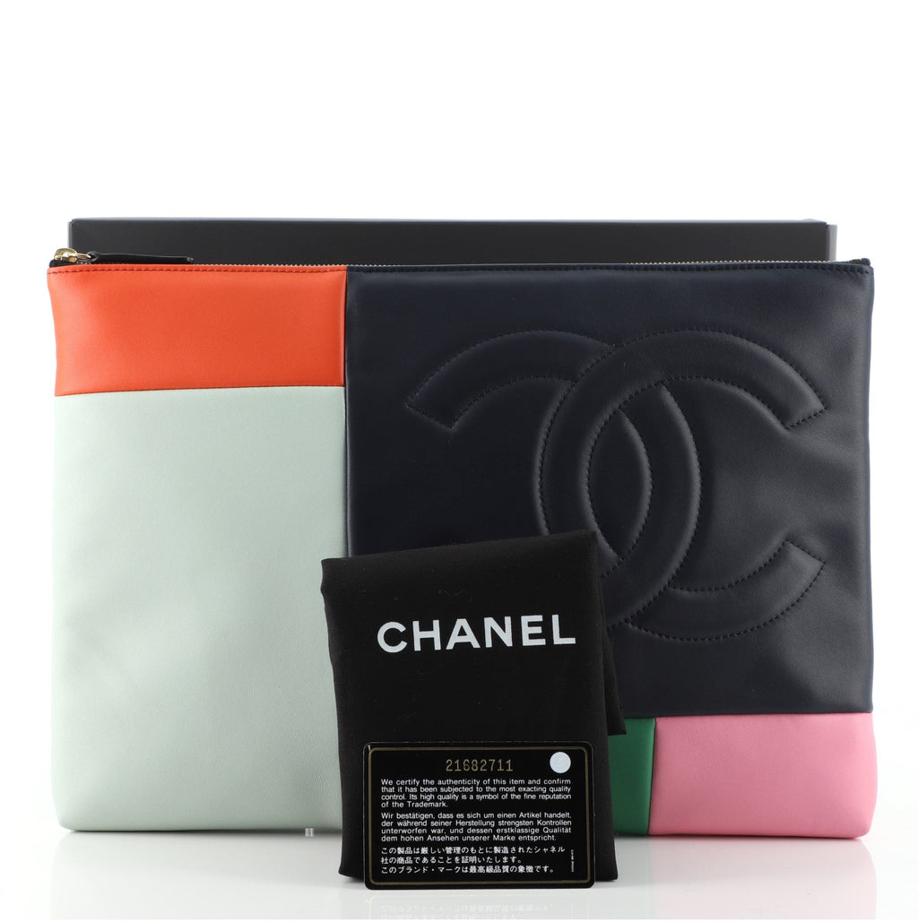 O Case Clutch Colorblock Leather Large