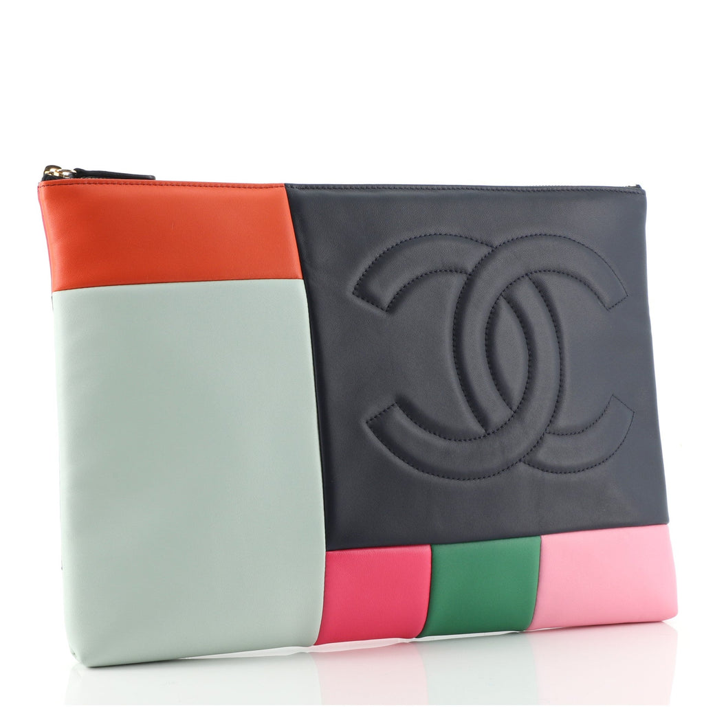 O Case Clutch Colorblock Leather Large