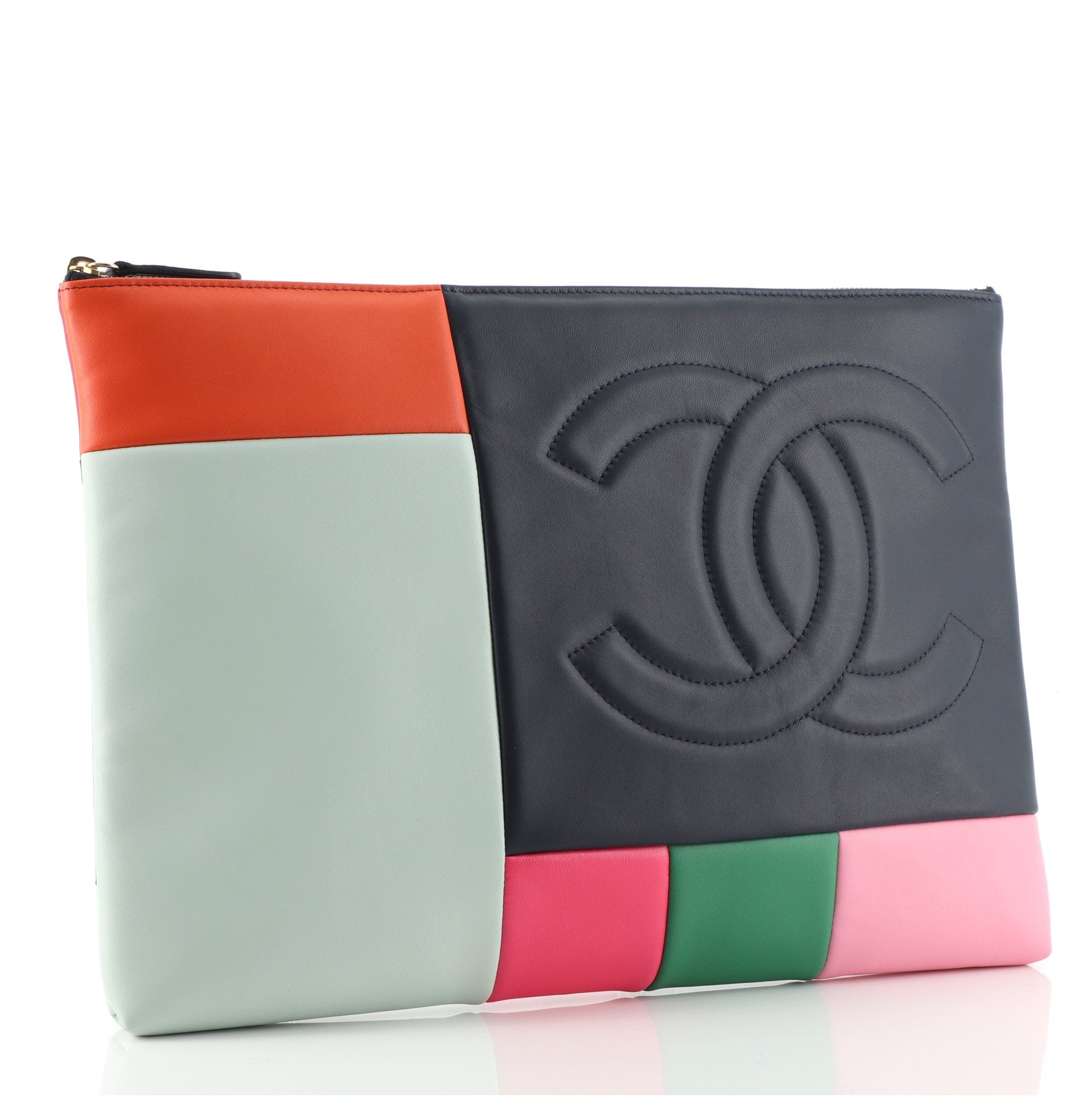 O Case Clutch Colorblock Leather Large