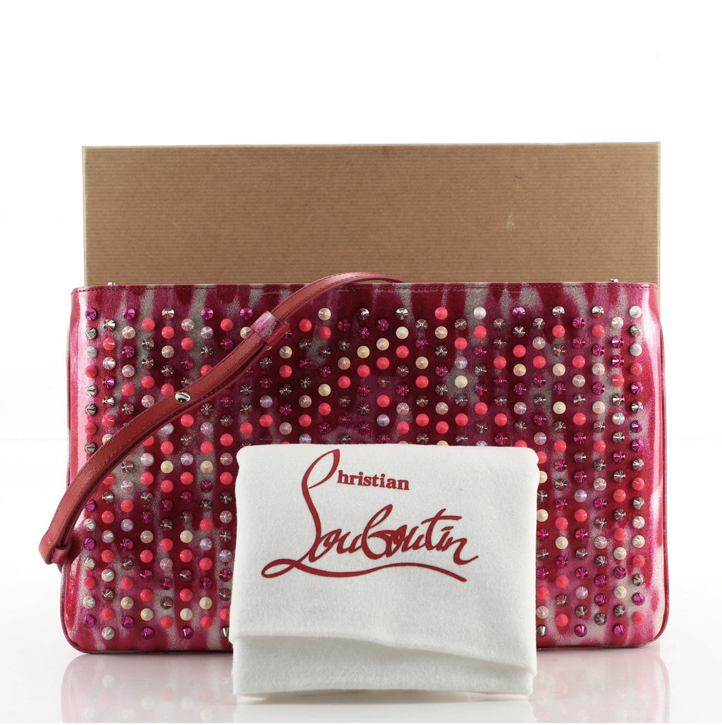 Loubiposh Clutch Printed Spiked Patent
