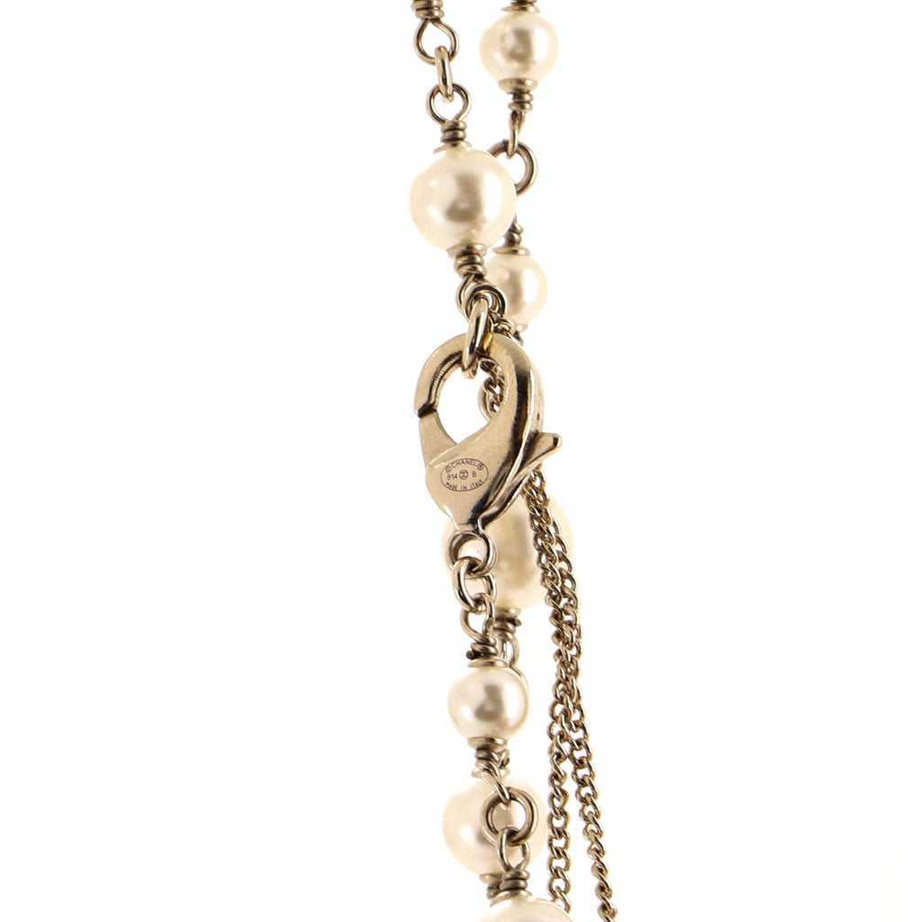 CC Long Necklace Faux Pearls and Metal