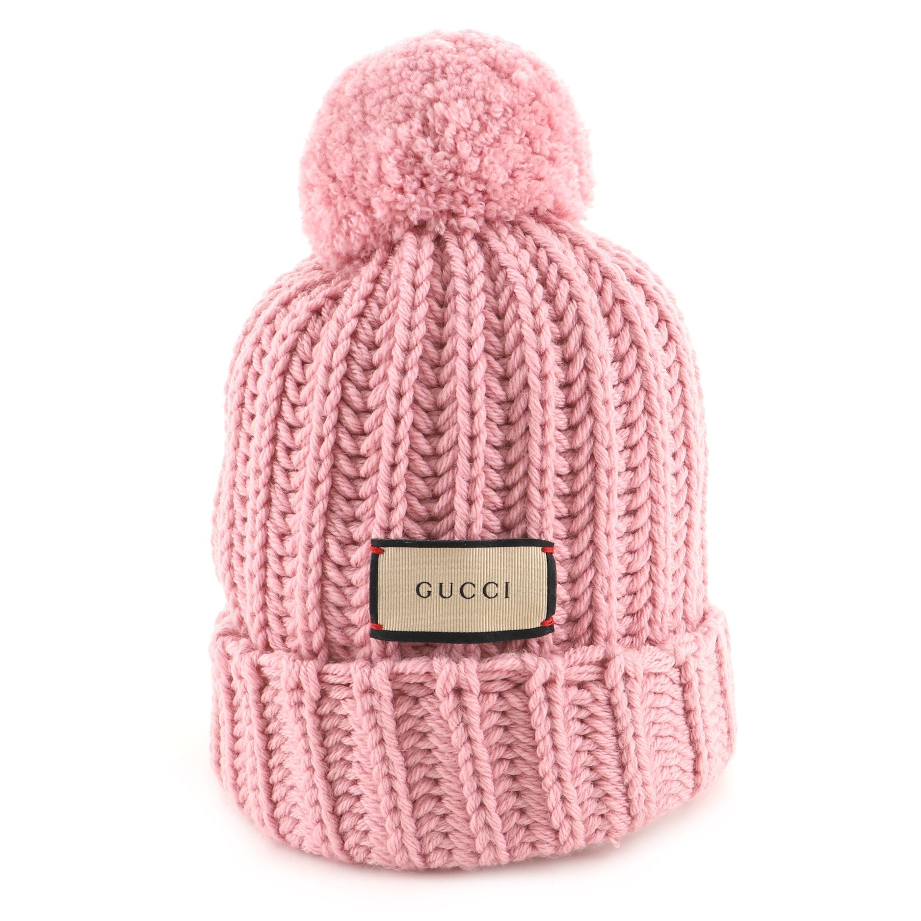 Logo Tag Bobble Beanie Knit Wool Medium