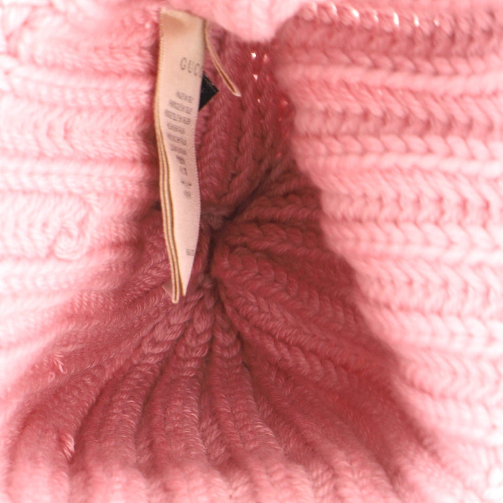 Logo Tag Bobble Beanie Knit Wool Medium