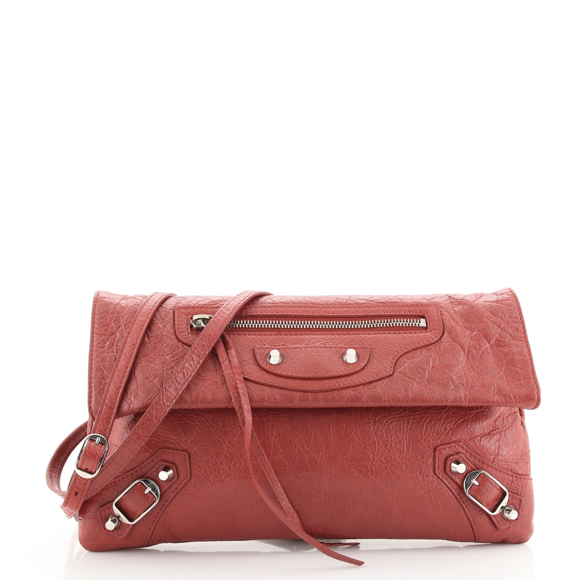Classic Studs Envelope Strap Clutch Leather