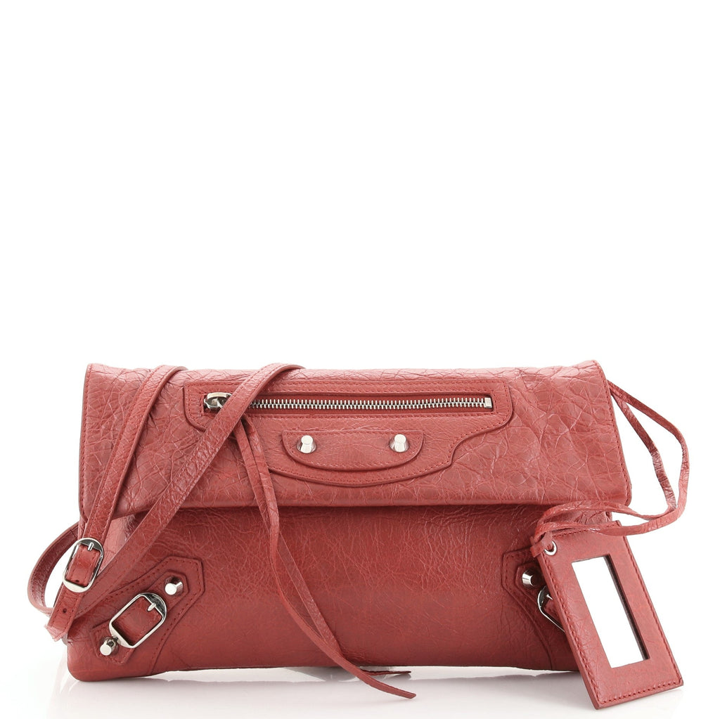 Classic Studs Envelope Strap Clutch Leather