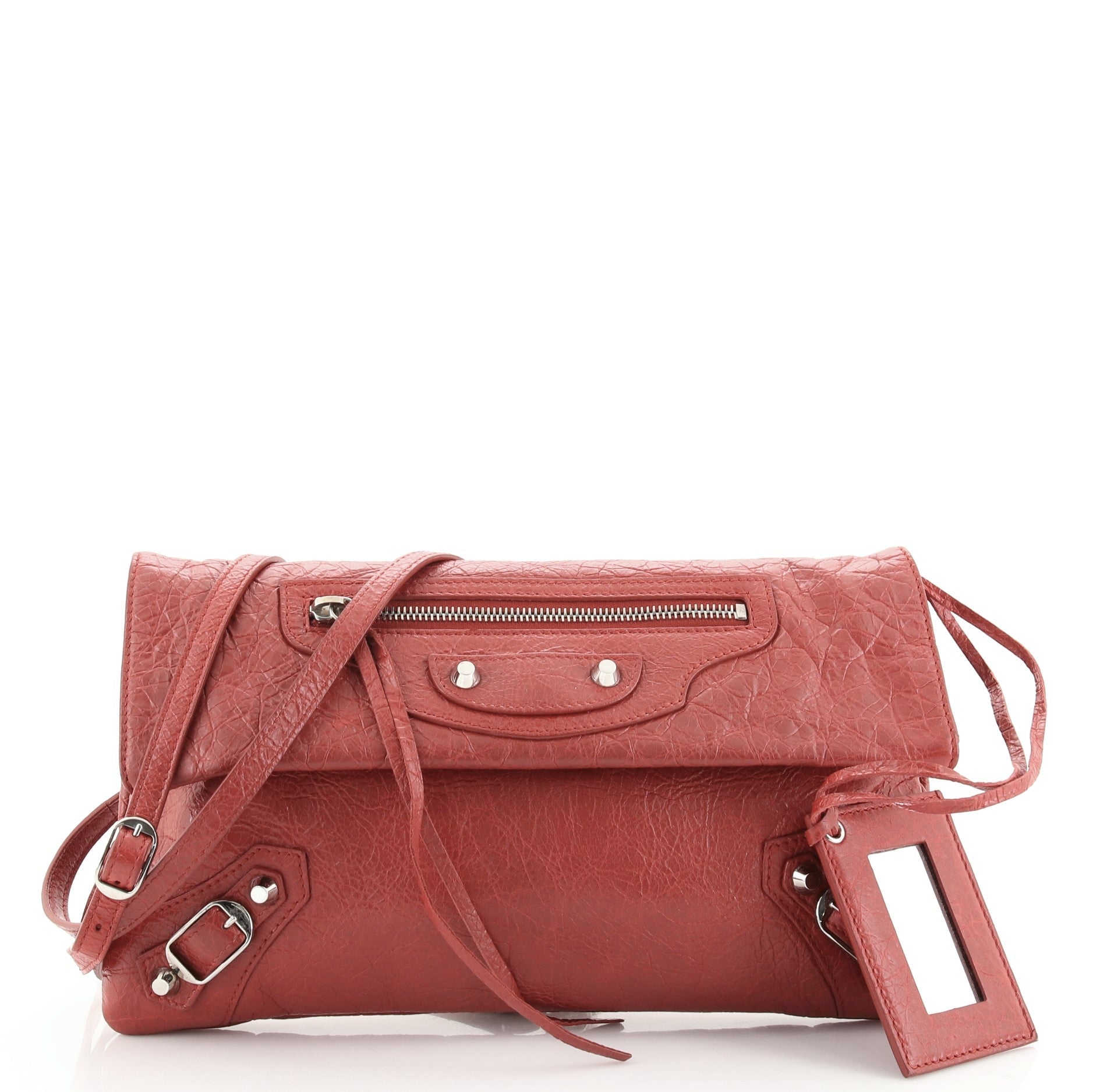 Classic Studs Envelope Strap Clutch Leather