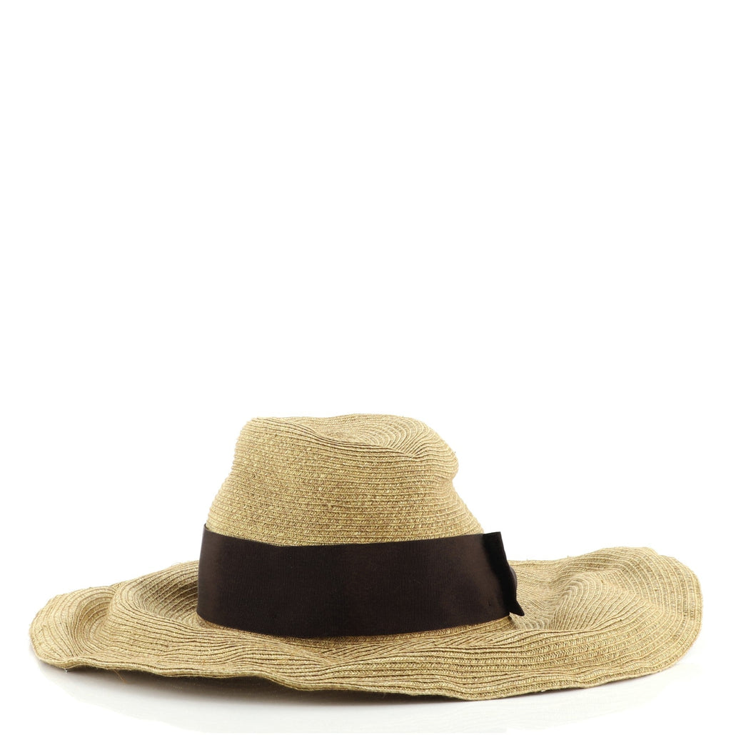 Bow Wide Brim Floppy Hat Raffia Medium