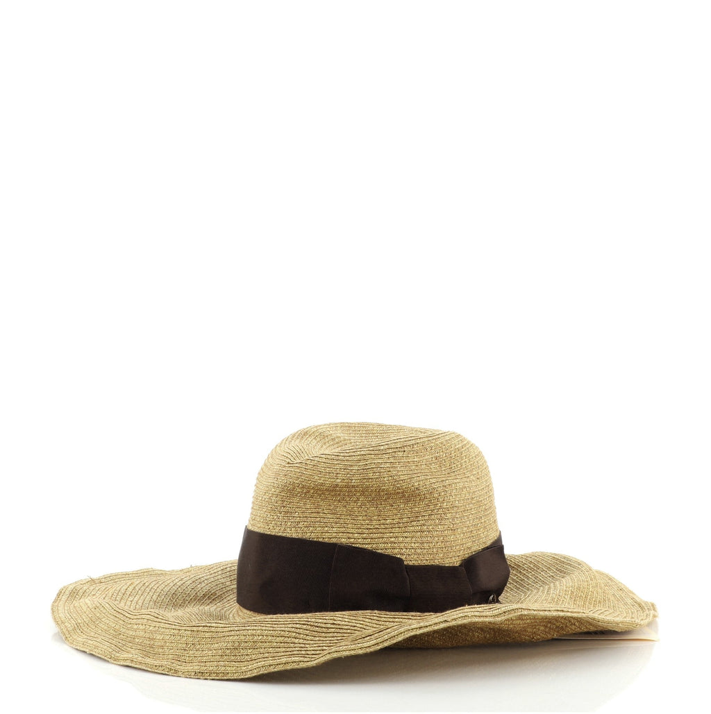 Bow Wide Brim Floppy Hat Raffia Medium