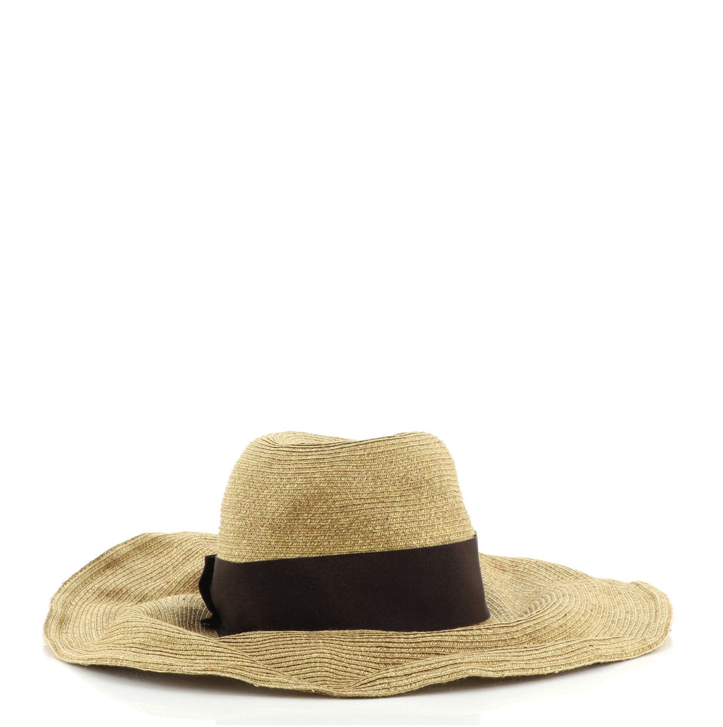 Bow Wide Brim Floppy Hat Raffia Medium