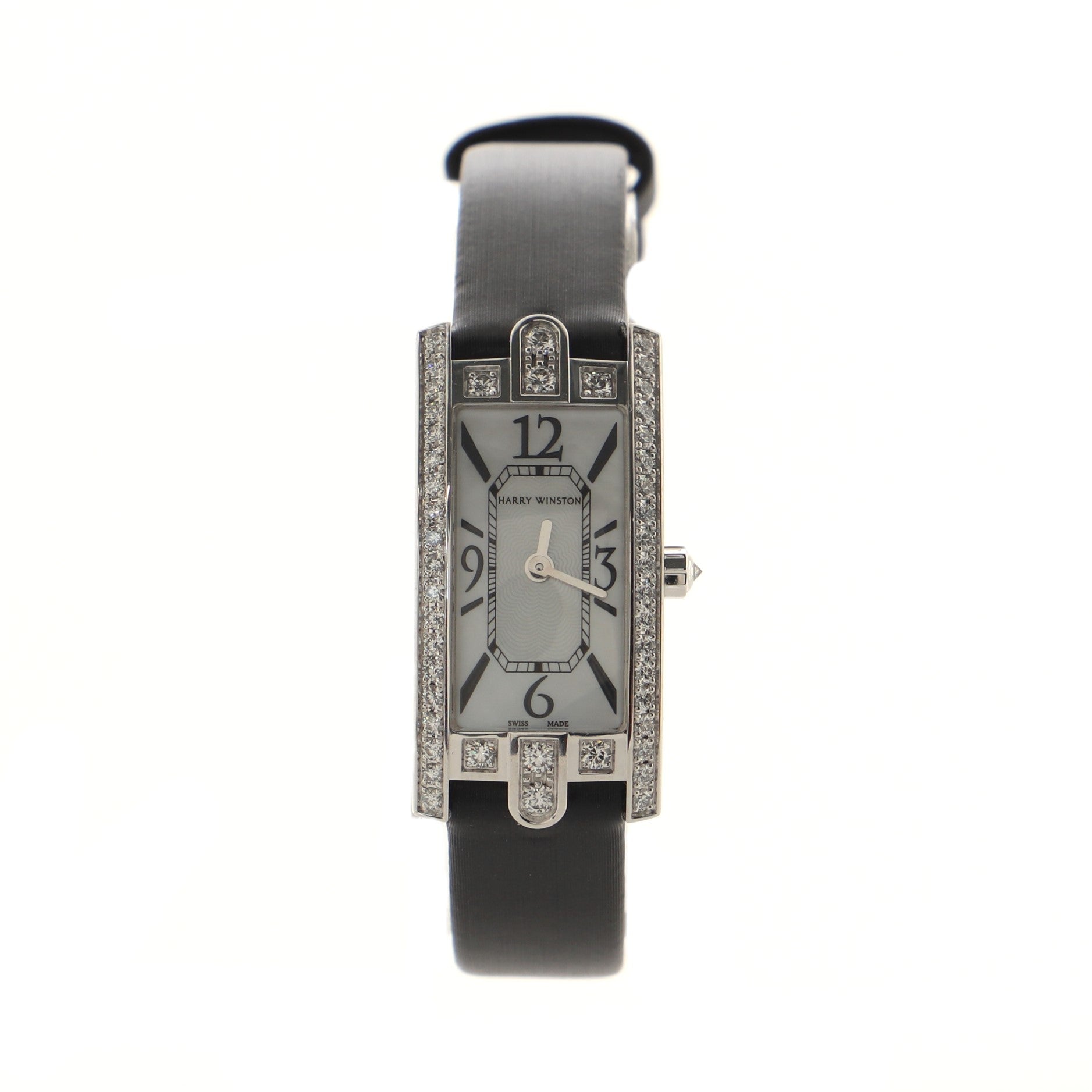 Avenue C Quartz Watch White Gold and Satin with Diamond Bezel 16