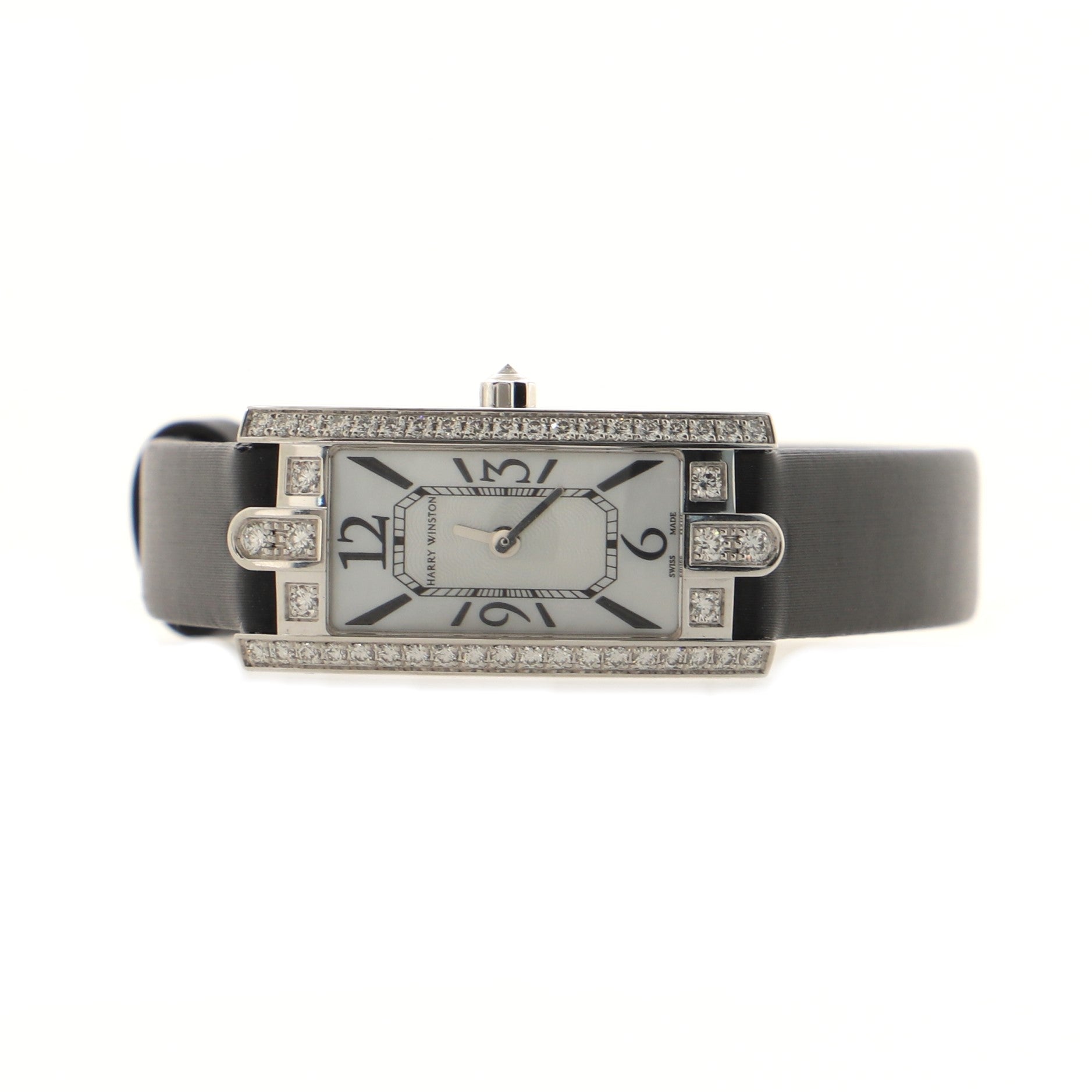 Avenue C Quartz Watch White Gold and Satin with Diamond Bezel 16
