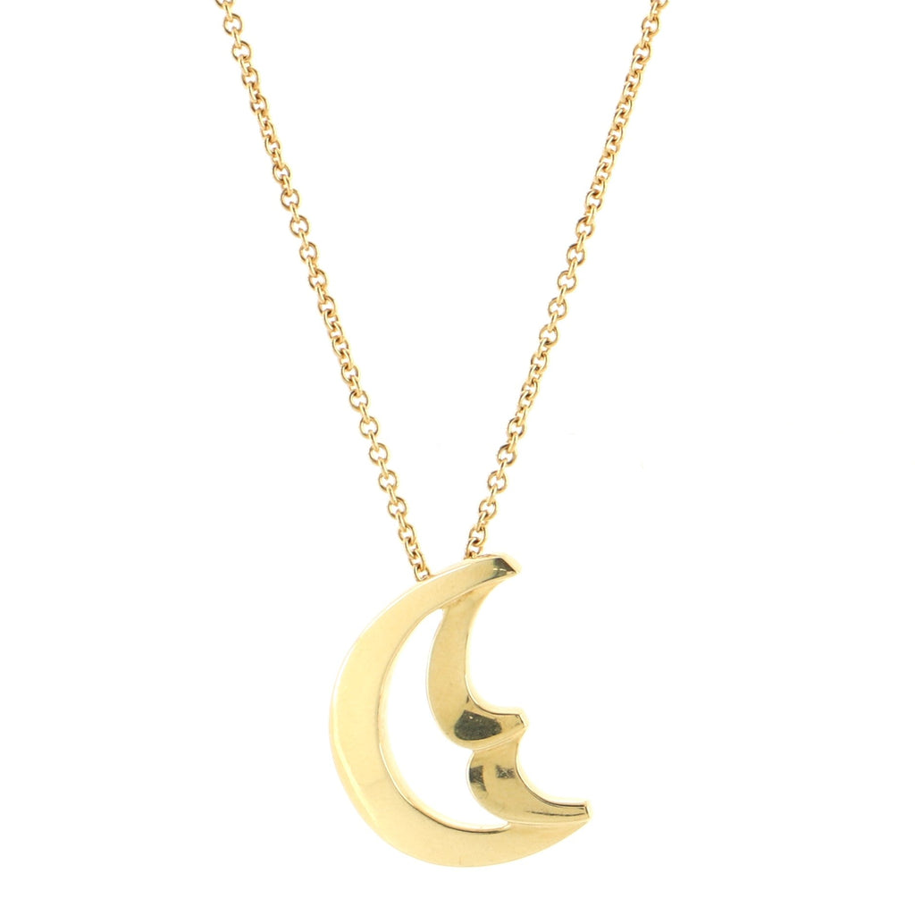 Paloma Picasso Half Moon Face Pendant Necklace 18K Yellow Gold