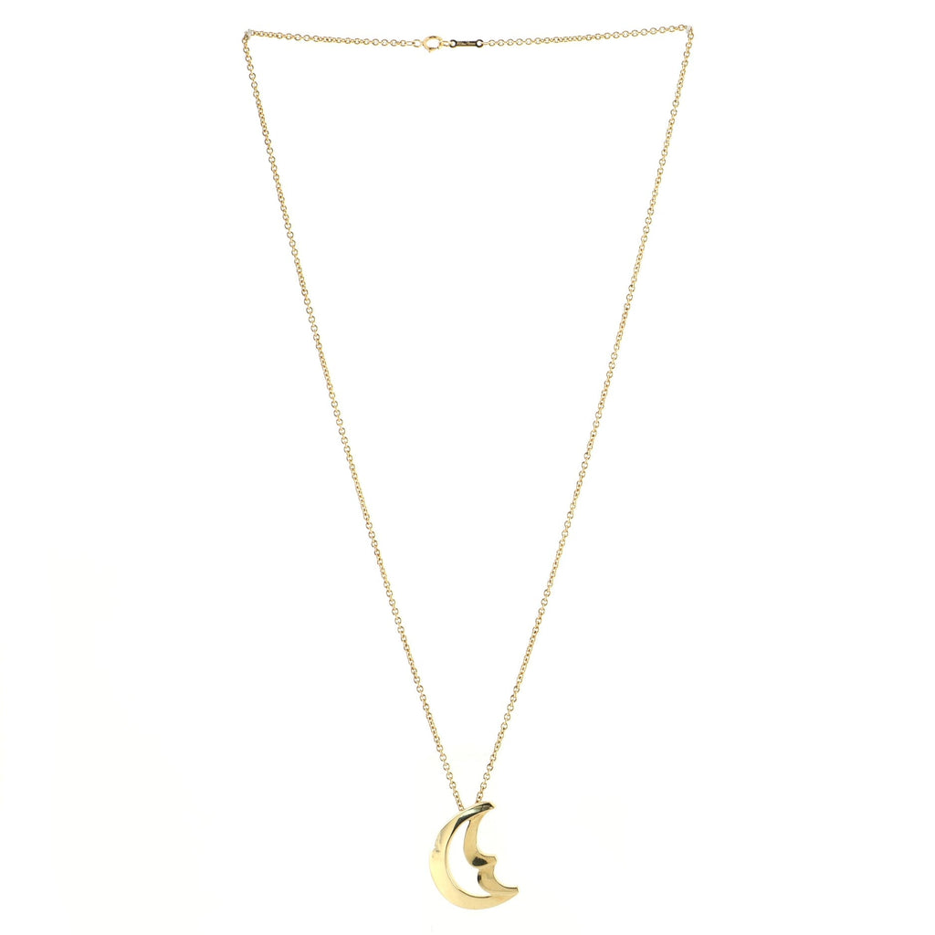 Paloma Picasso Half Moon Face Pendant Necklace 18K Yellow Gold