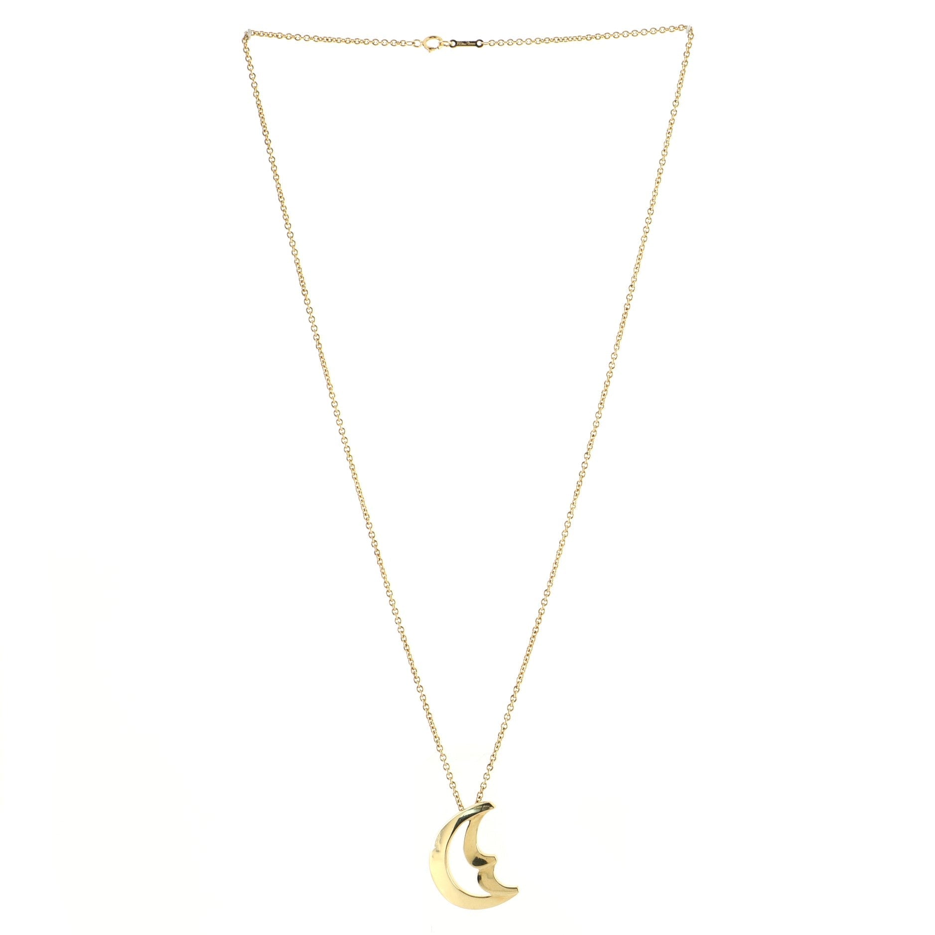 Paloma Picasso Half Moon Face Pendant Necklace 18K Yellow Gold