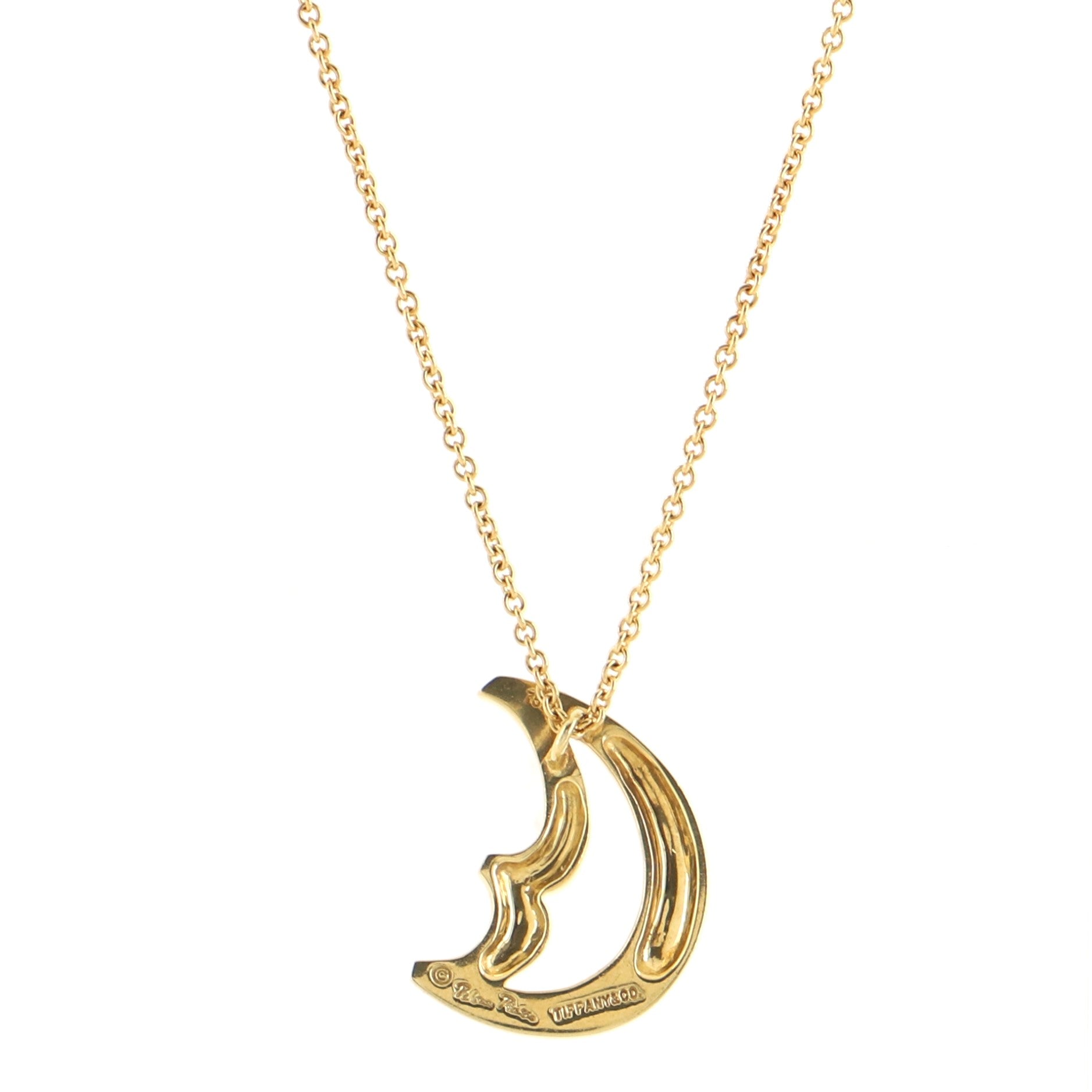 Paloma Picasso Half Moon Face Pendant Necklace 18K Yellow Gold