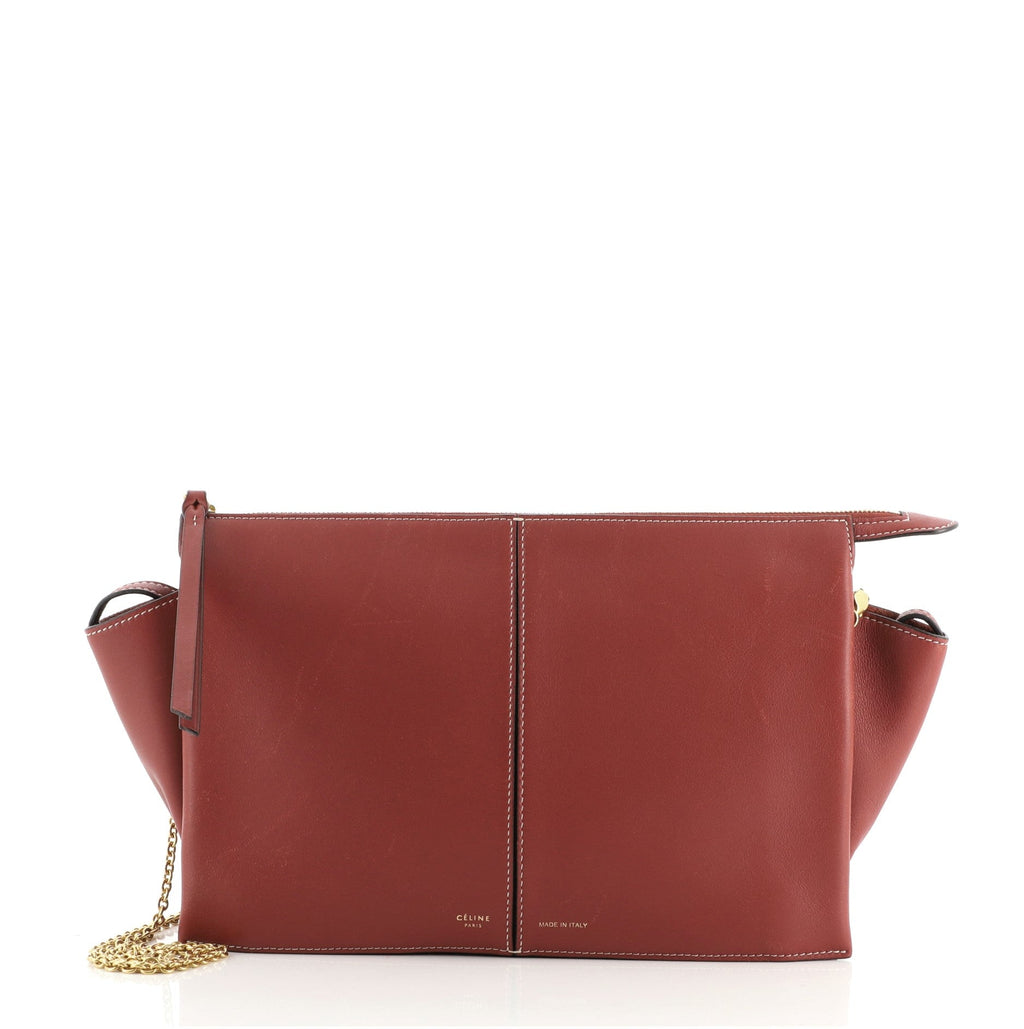 Tri-Fold Clutch on Chain Smooth Leather