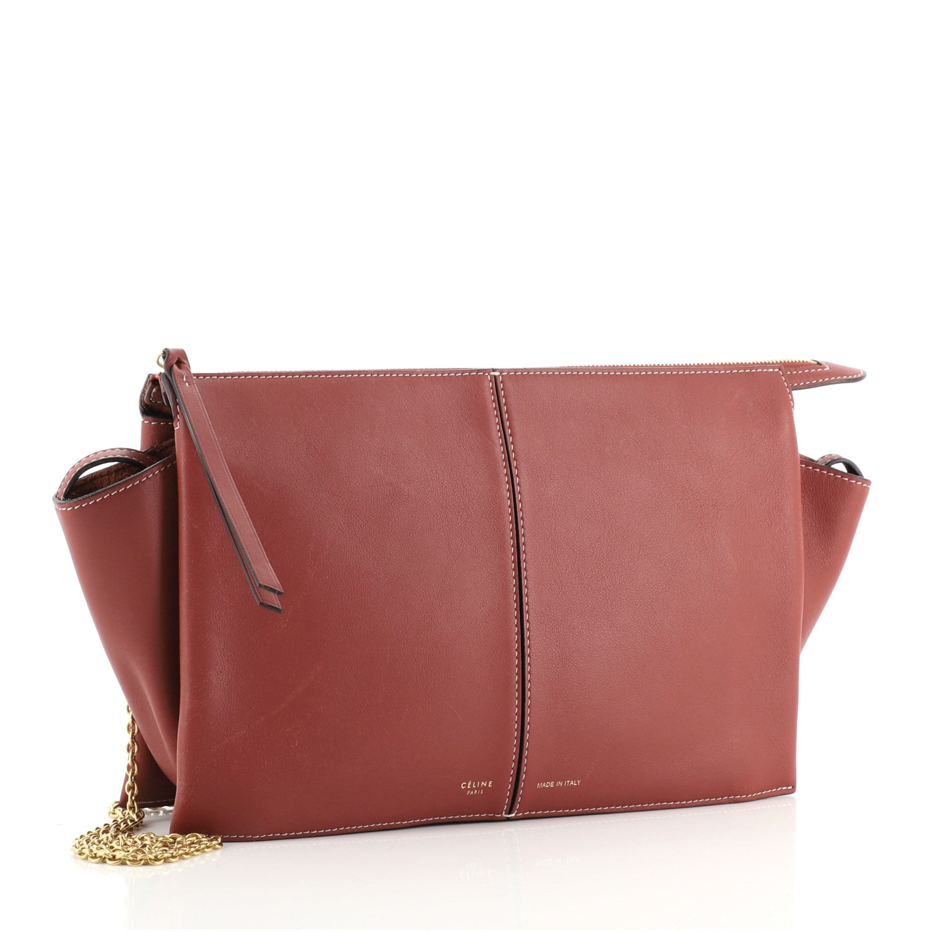 Tri-Fold Clutch on Chain Smooth Leather