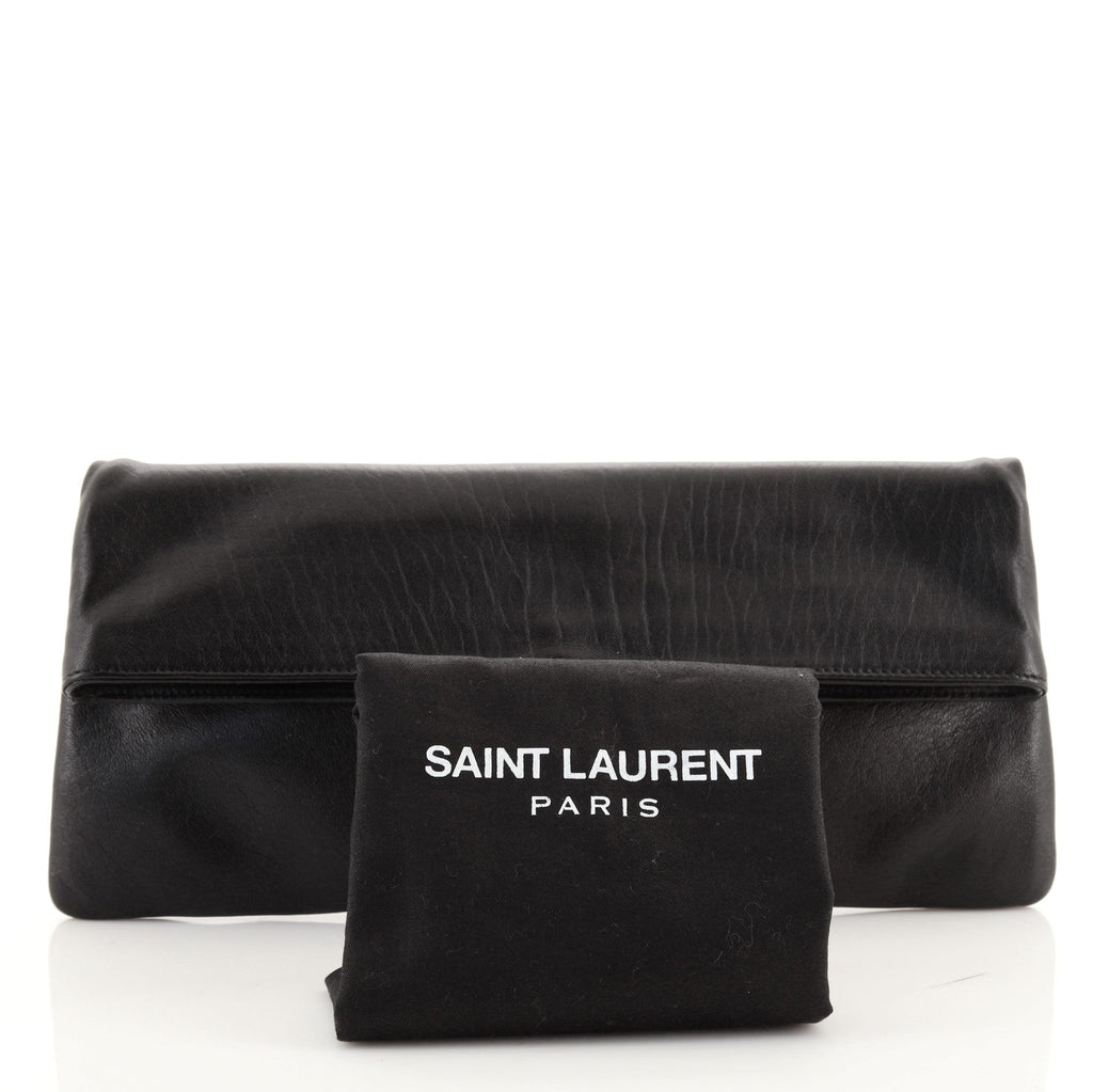 Chain Lock Fold Over Clutch Leather Medium