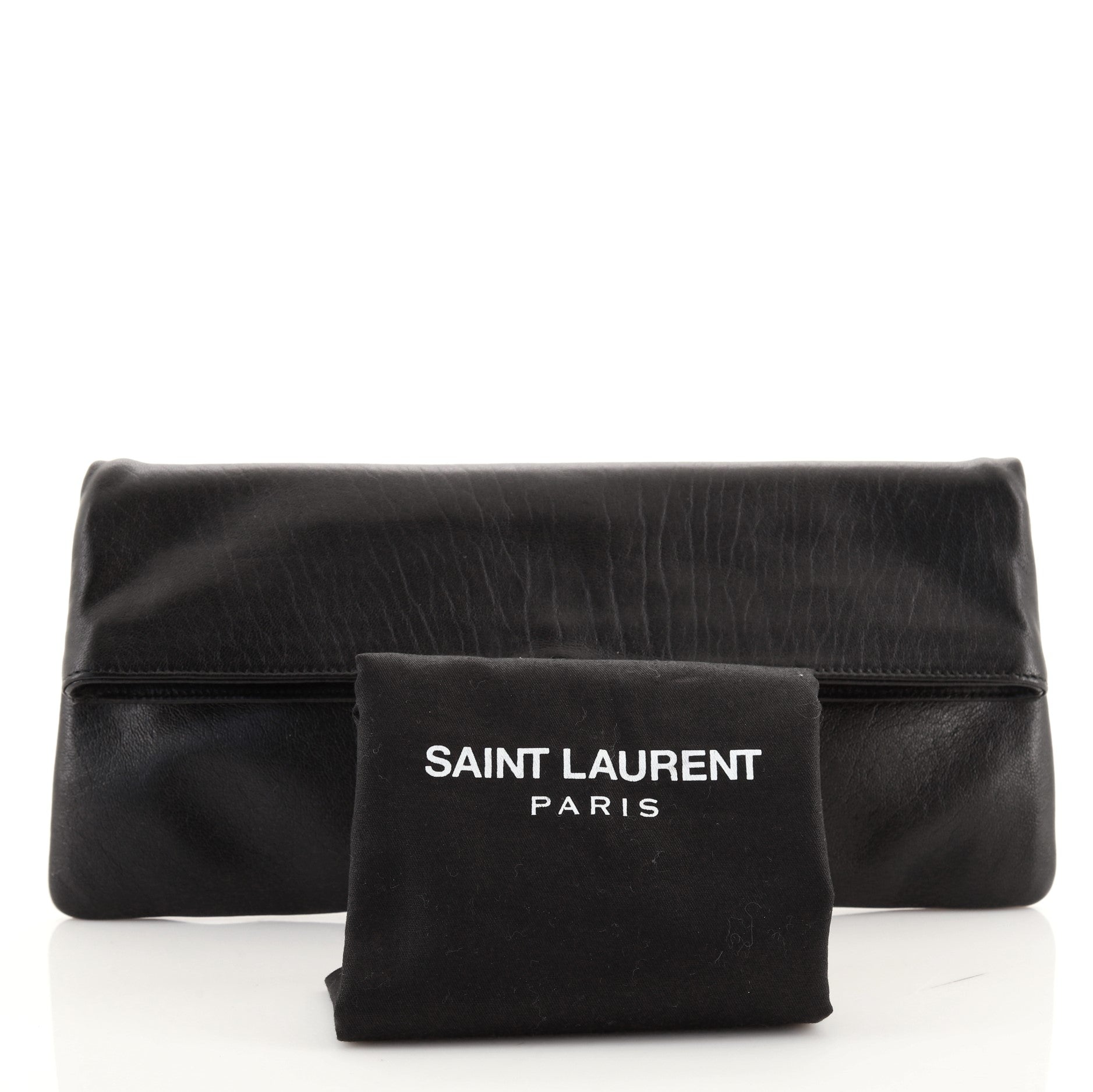 Chain Lock Fold Over Clutch Leather Medium