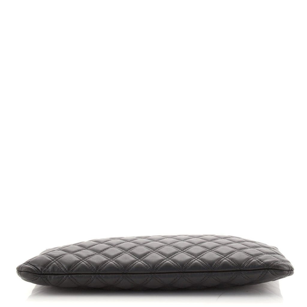 Double Stitch O Case Clutch Quilted Lambskin Large