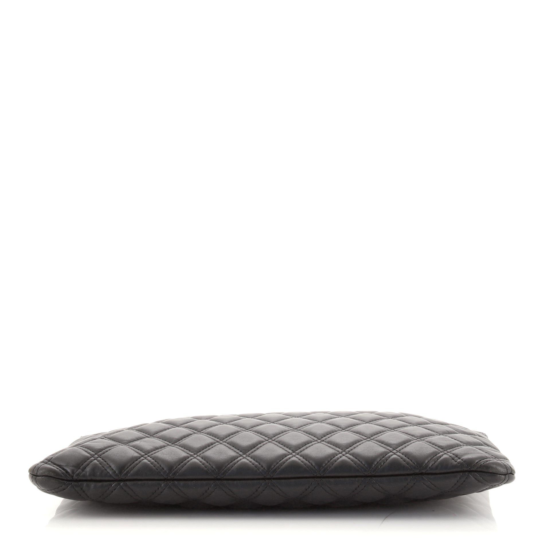 Double Stitch O Case Clutch Quilted Lambskin Large