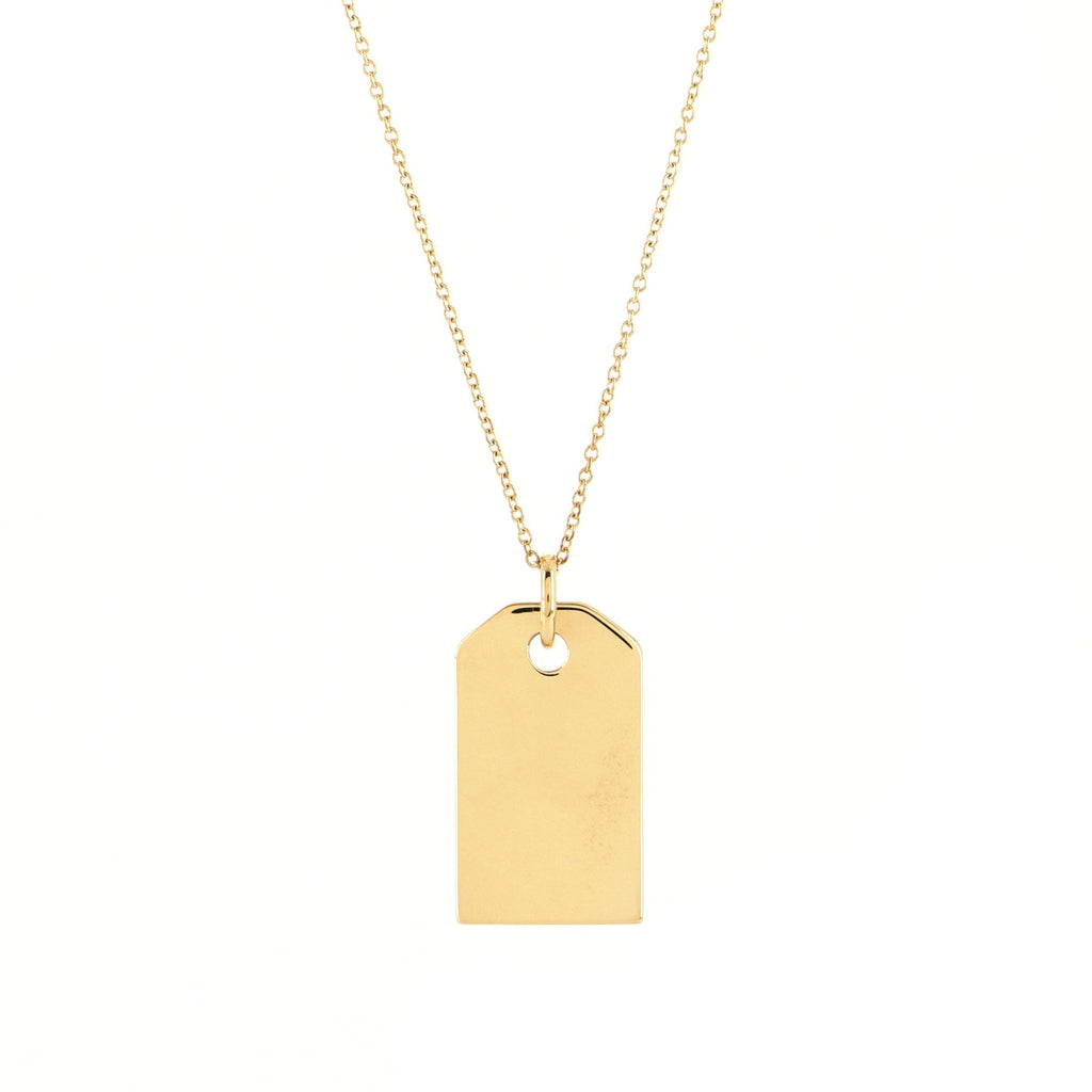 Tag Charm Pendant Necklace 18K Yellow Gold Medium