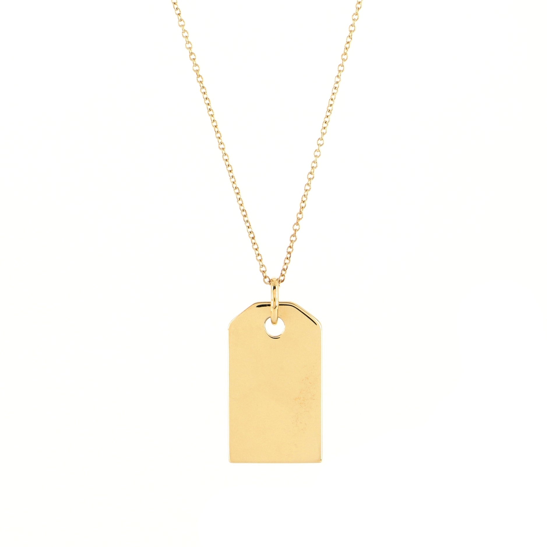 Tag Charm Pendant Necklace 18K Yellow Gold Medium