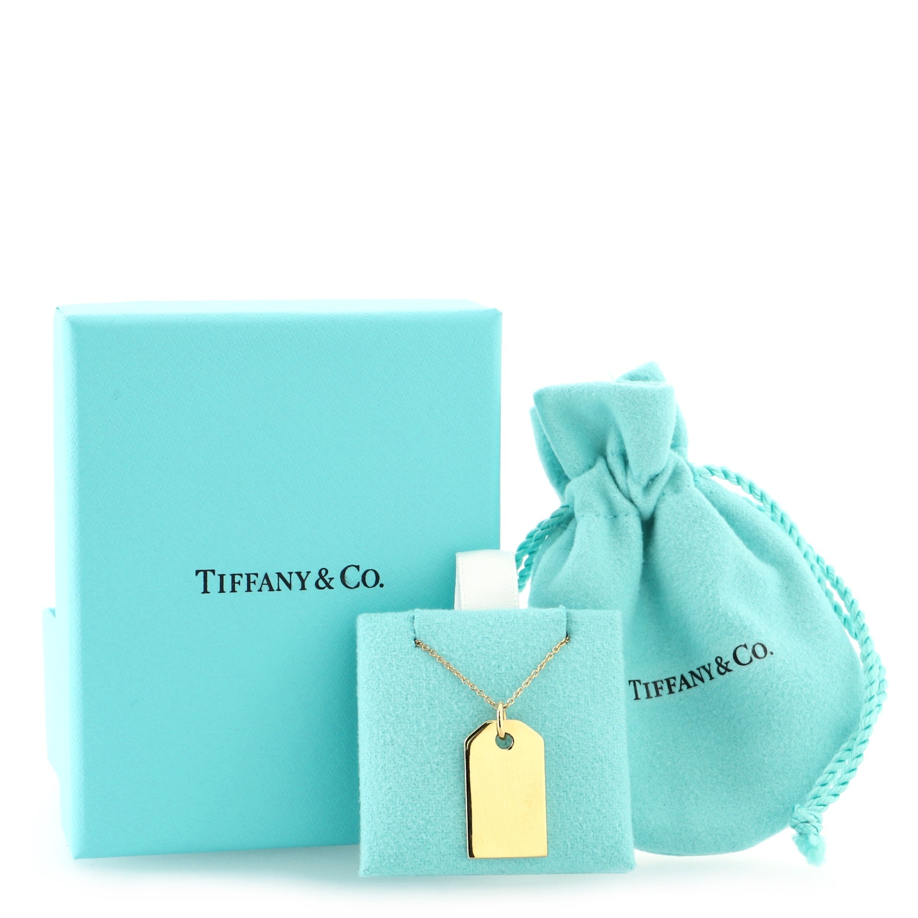 Tag Charm Pendant Necklace 18K Yellow Gold Medium