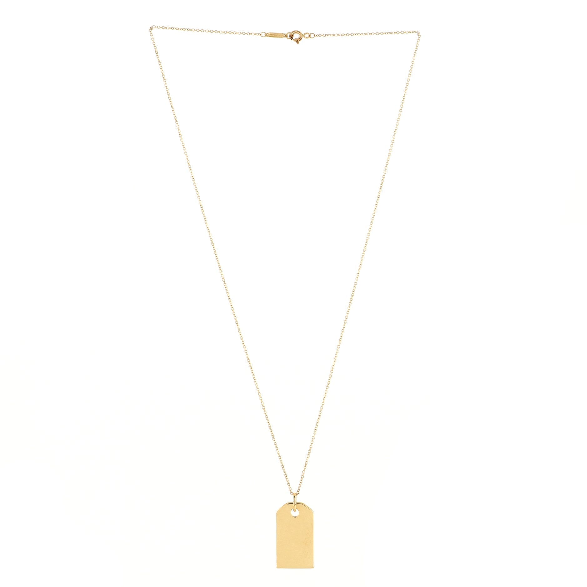 Tag Charm Pendant Necklace 18K Yellow Gold Medium