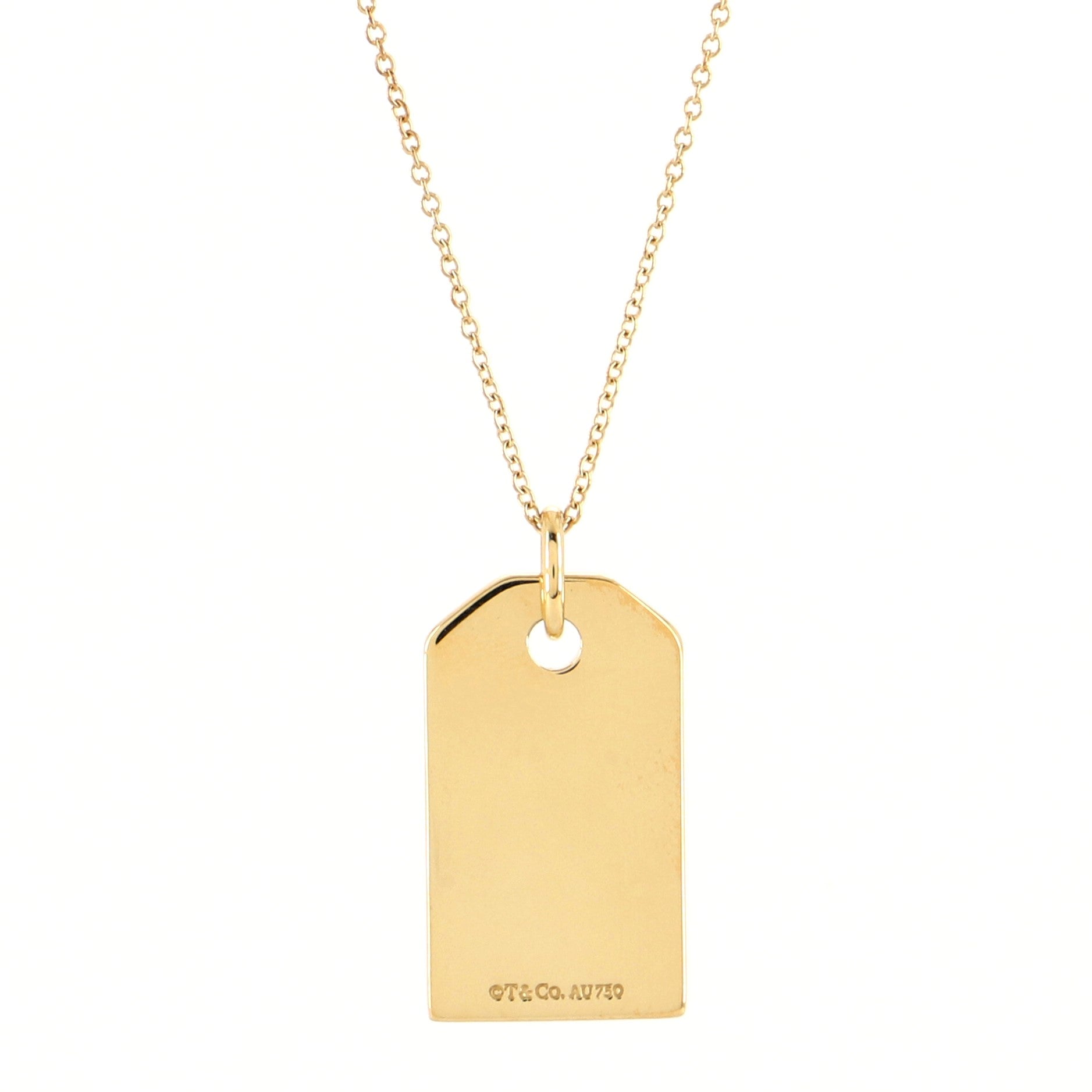 Tag Charm Pendant Necklace 18K Yellow Gold Medium