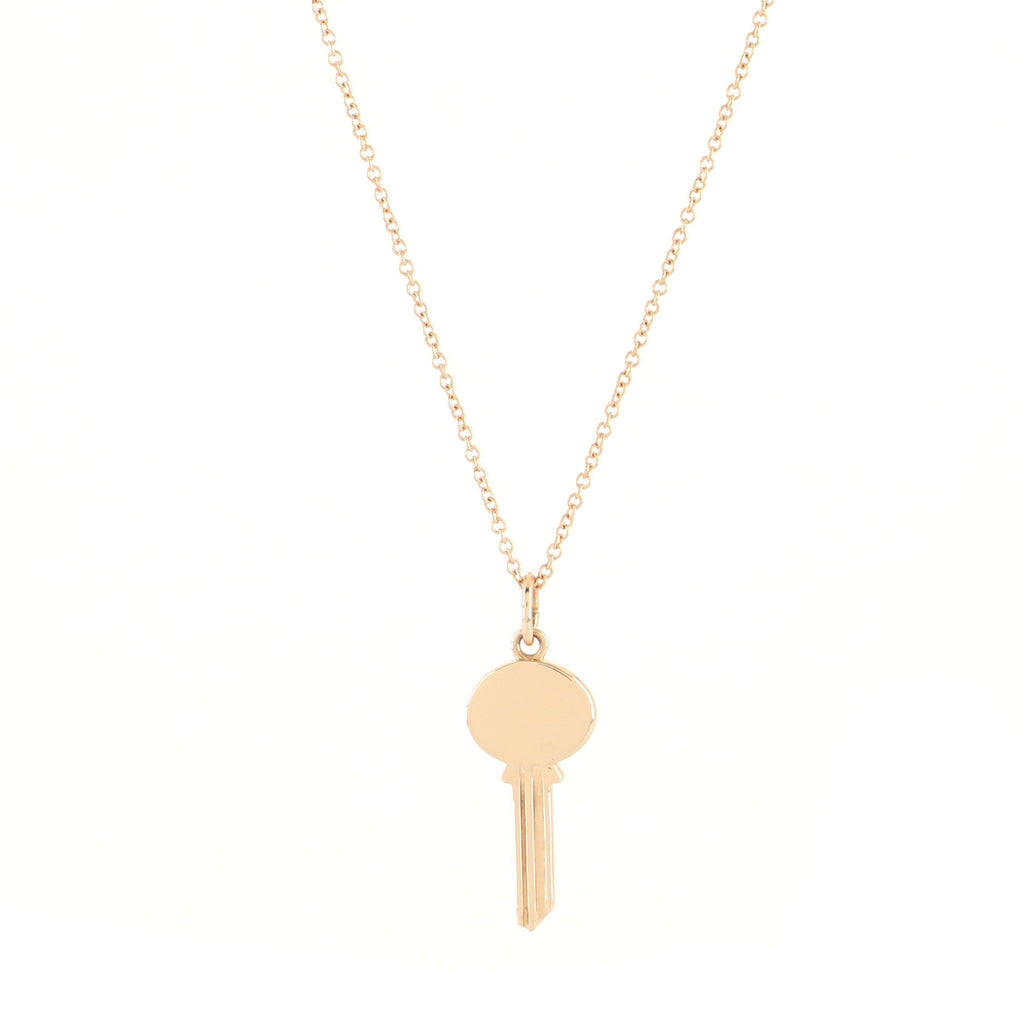Modern Keys Oval Pendant Necklace 18K Rose Gold Small