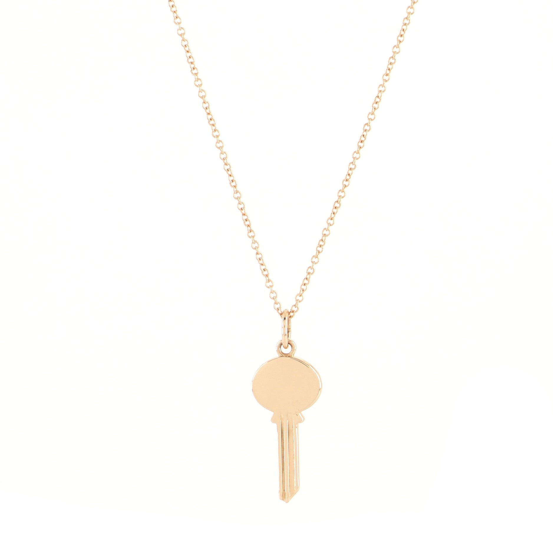 Modern Keys Oval Pendant Necklace 18K Rose Gold Small
