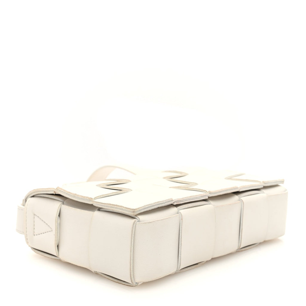 Lambskin Maxi Intrecciato Cassette Crossbody Bag White