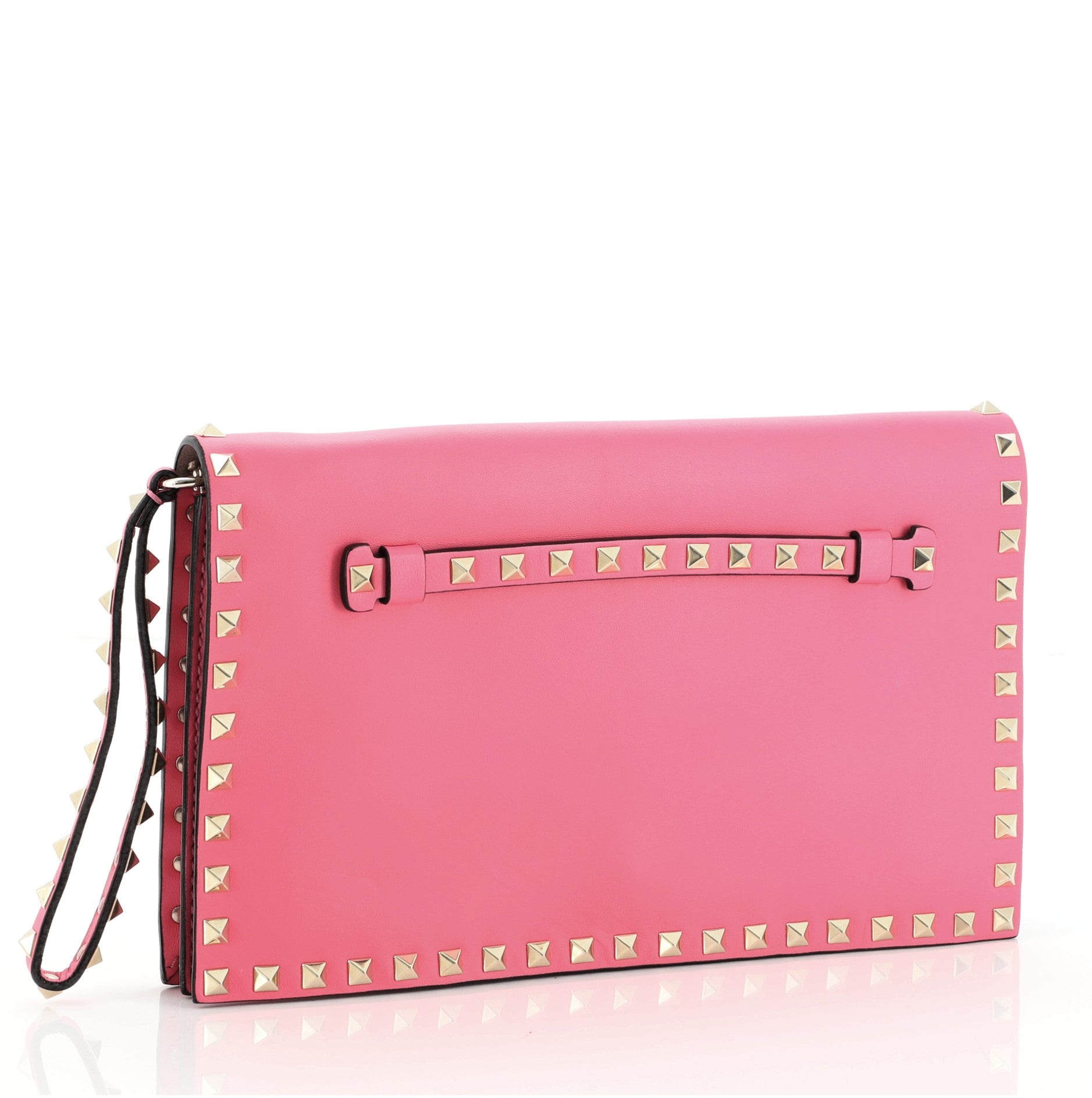 Rockstud Flap Clutch Leather