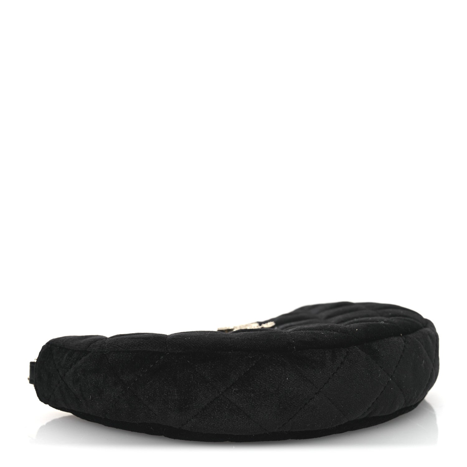 Velvet Crystal Quilted Chain Hobo Black
