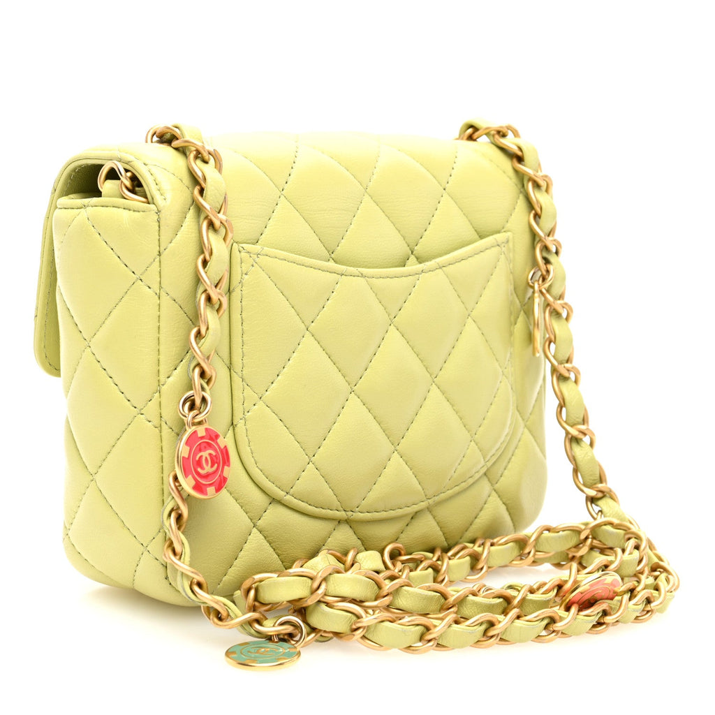 Lambskin Quilted Casino Chips  Green