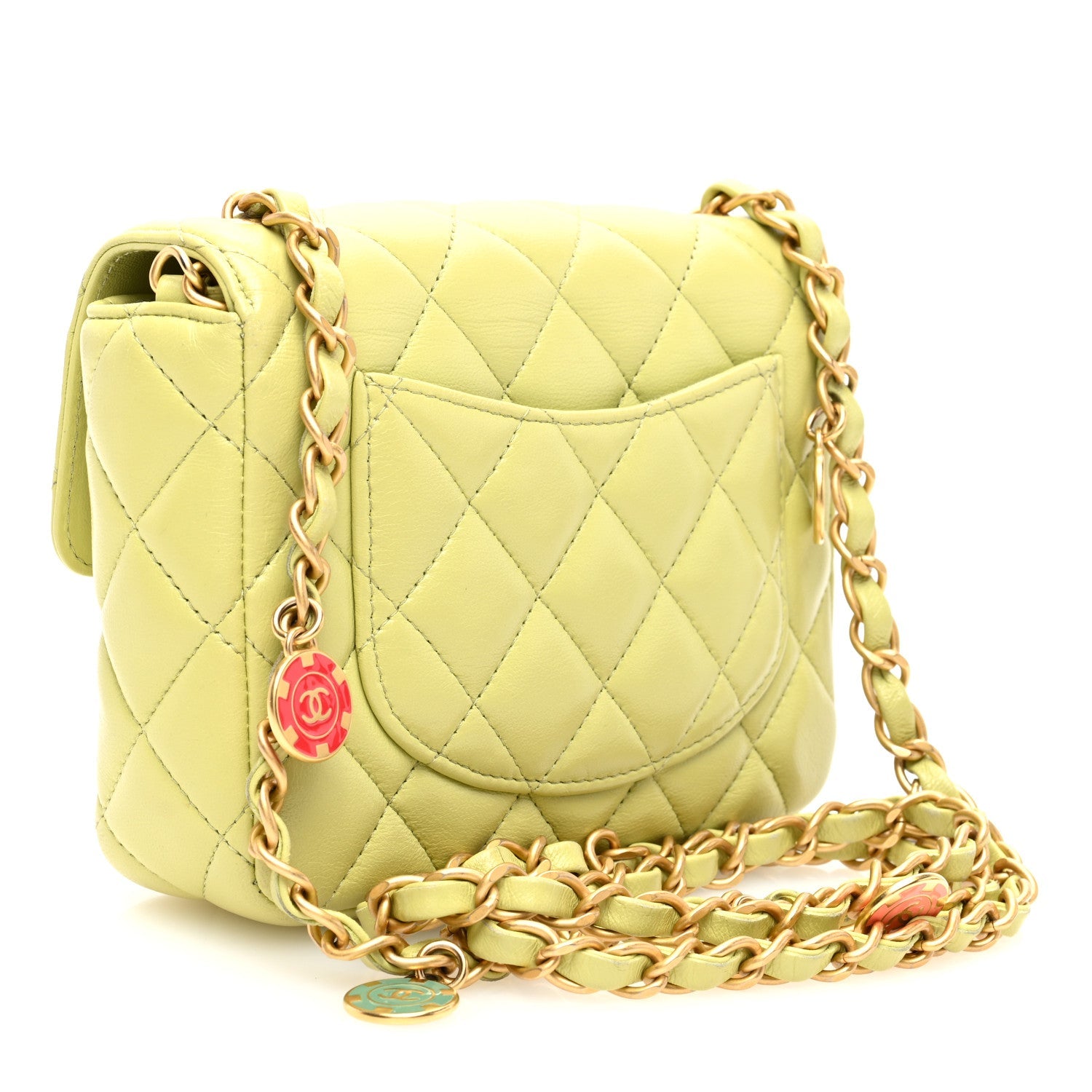 Lambskin Quilted Casino Chips  Green