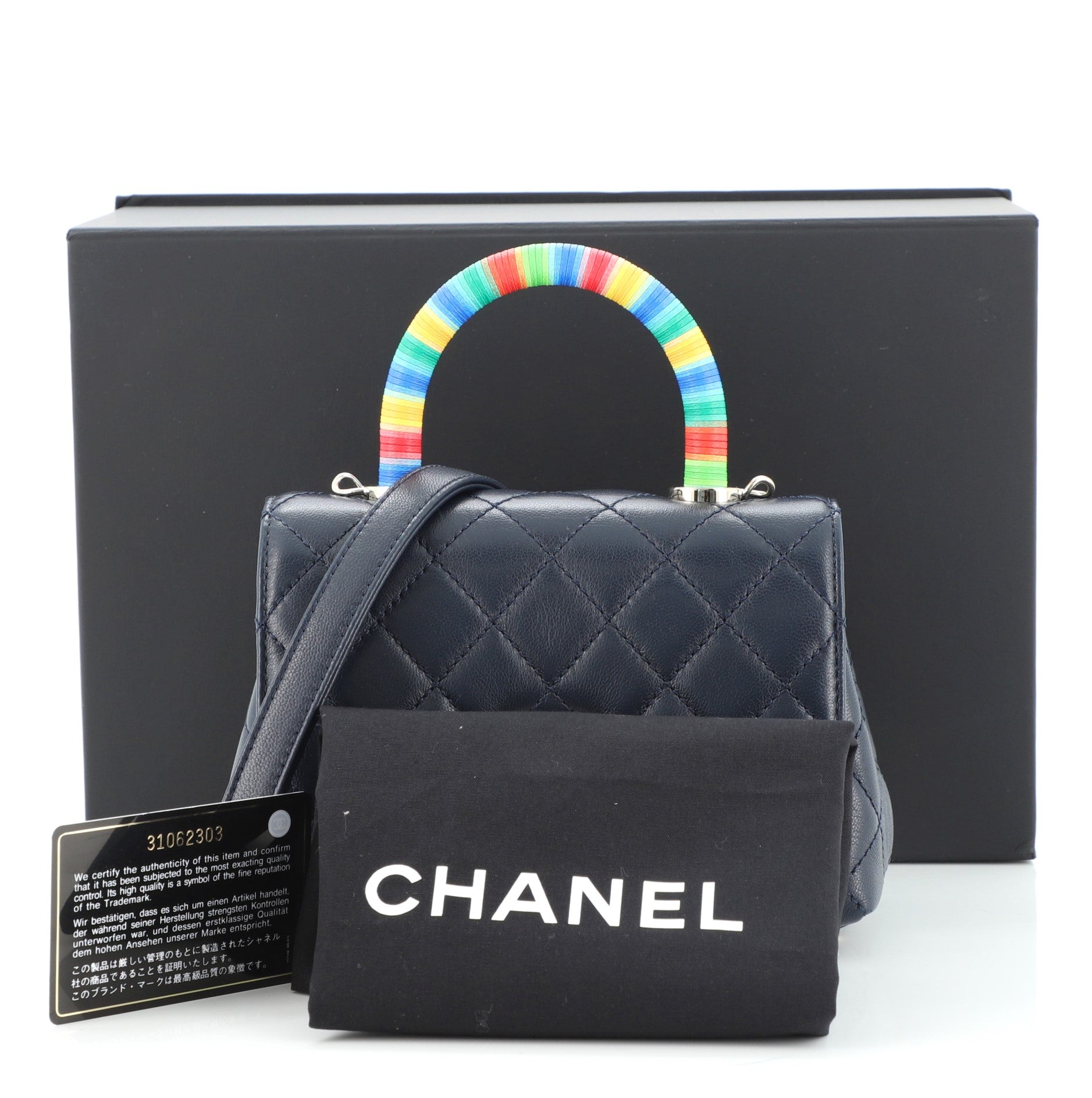 Coco Top Handle Bag Quilted Goatskin with Multicolor Handle Extra Mini