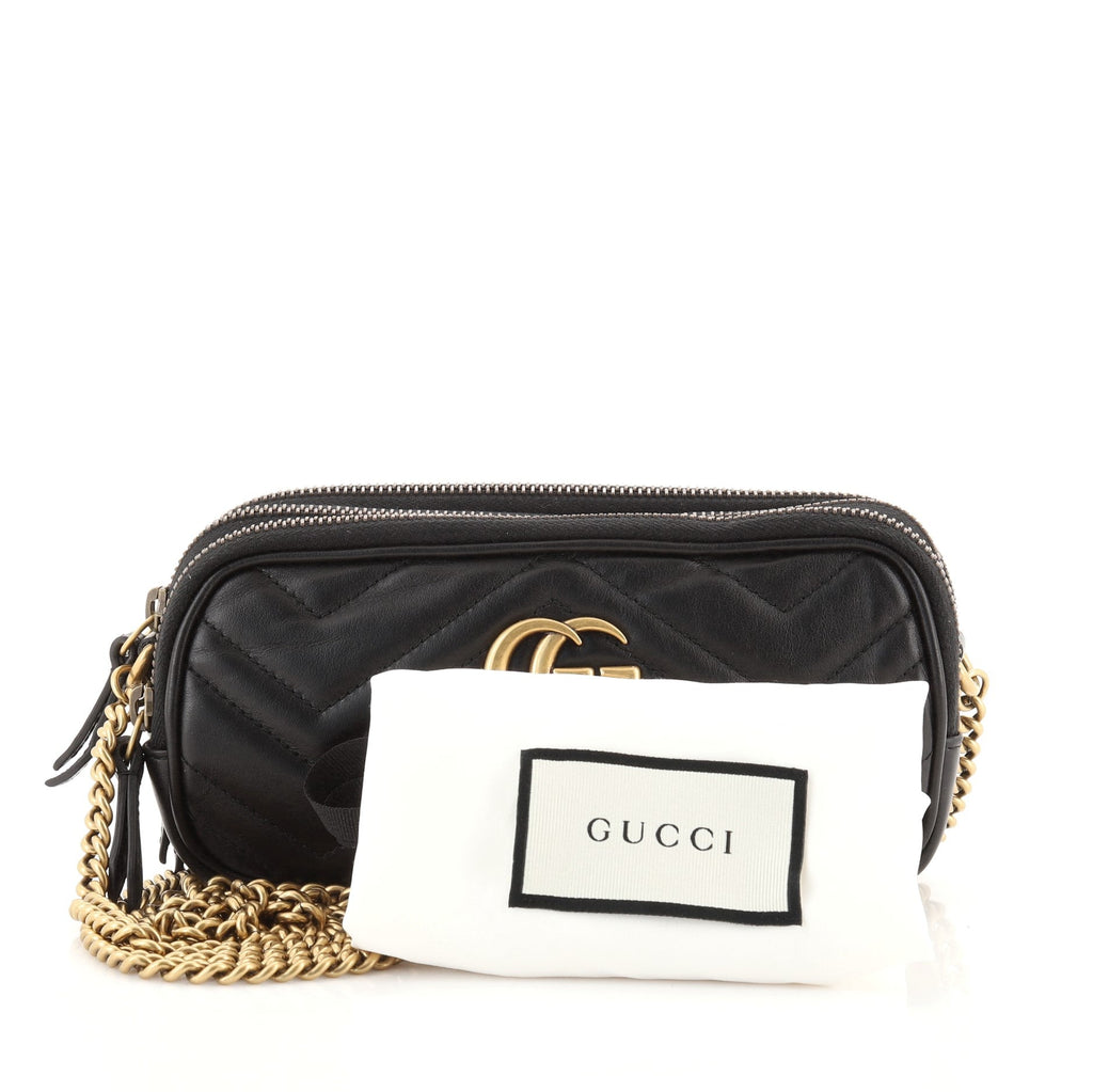 GG Marmont Triple Zip Chain Bag Matelasse Leather Mini