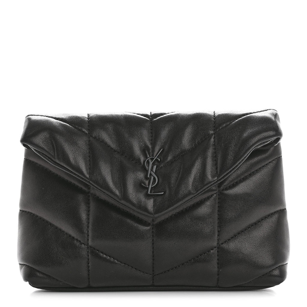 Lambskin Monogram Loulou Puffer Pouch Clutch Black