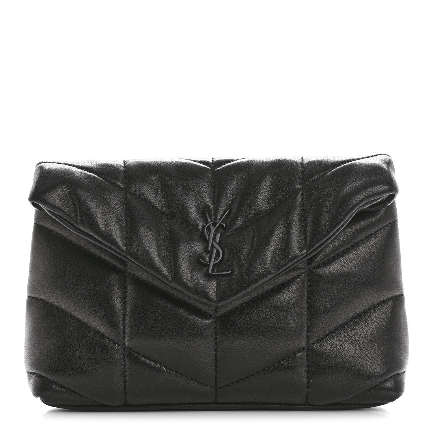Lambskin Monogram Loulou Puffer Pouch Clutch Black