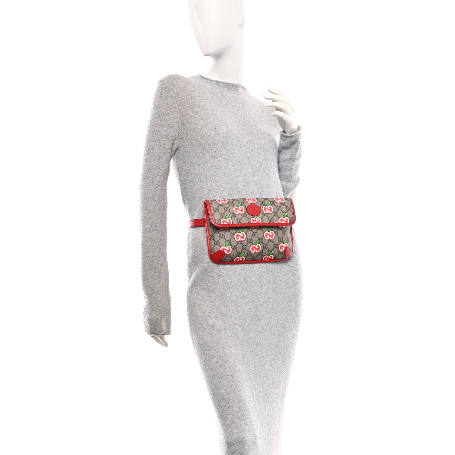 GG Supreme Monogram Apple Interlocking G Belt Bag 90 36 Beige Multicolor Lobster Red