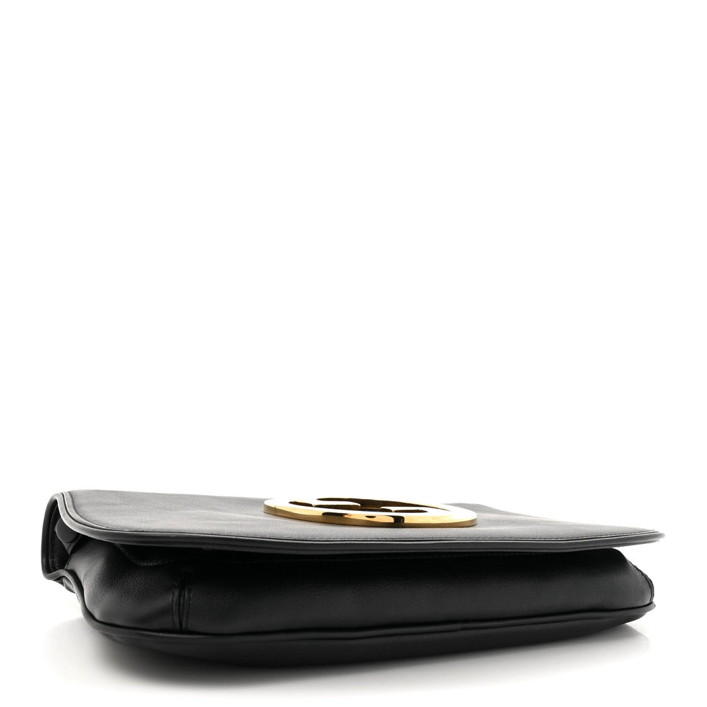 Roxy Calfskin Blondie Chain Shoulder Flap Bag Black