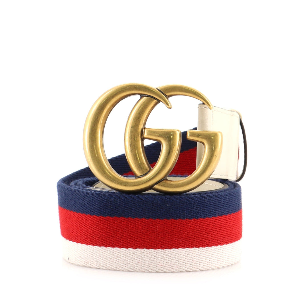 GG Marmont Web Belt Canvas and Leather Wide 90