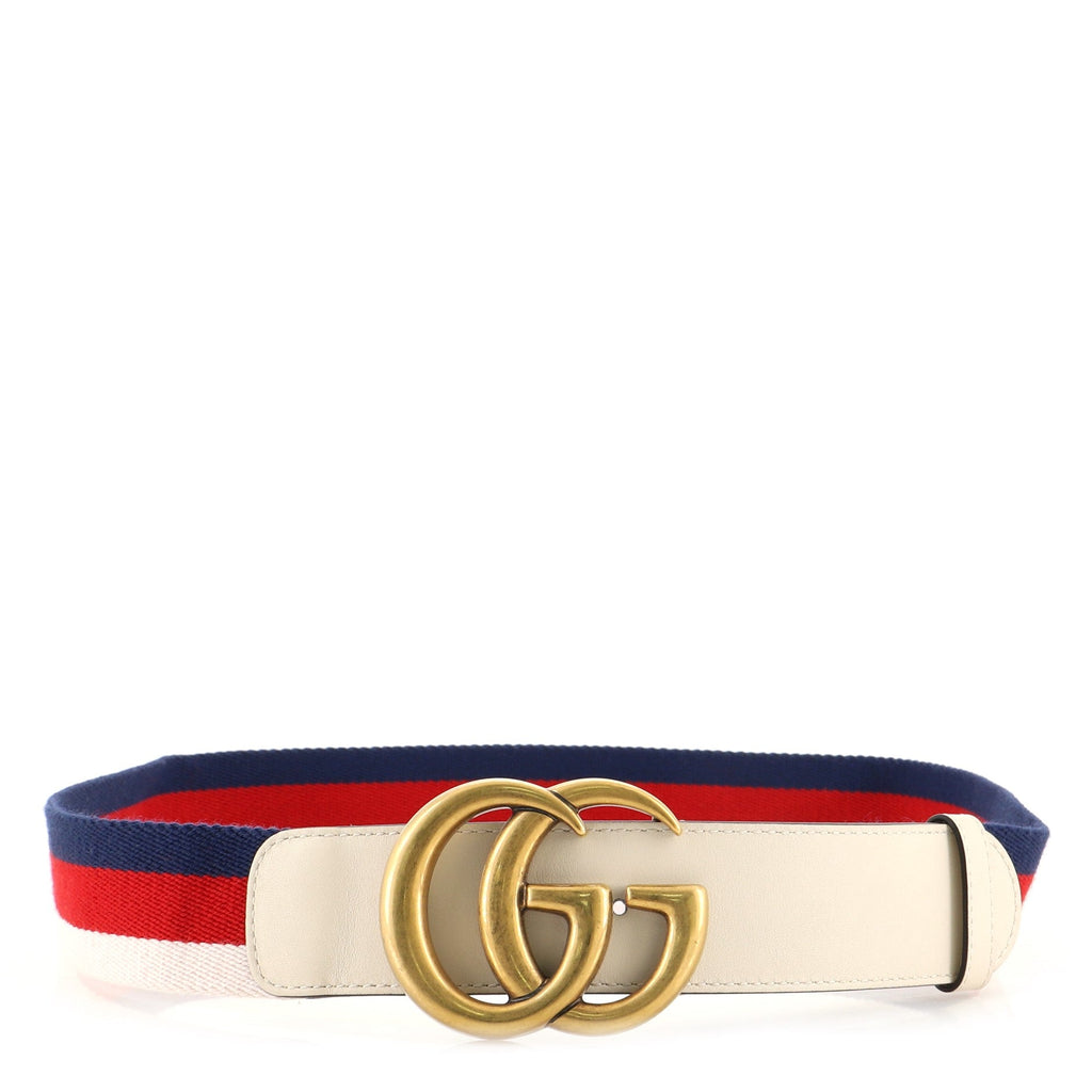 GG Marmont Web Belt Canvas and Leather Wide 90