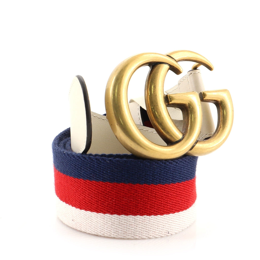 GG Marmont Web Belt Canvas and Leather Wide 90
