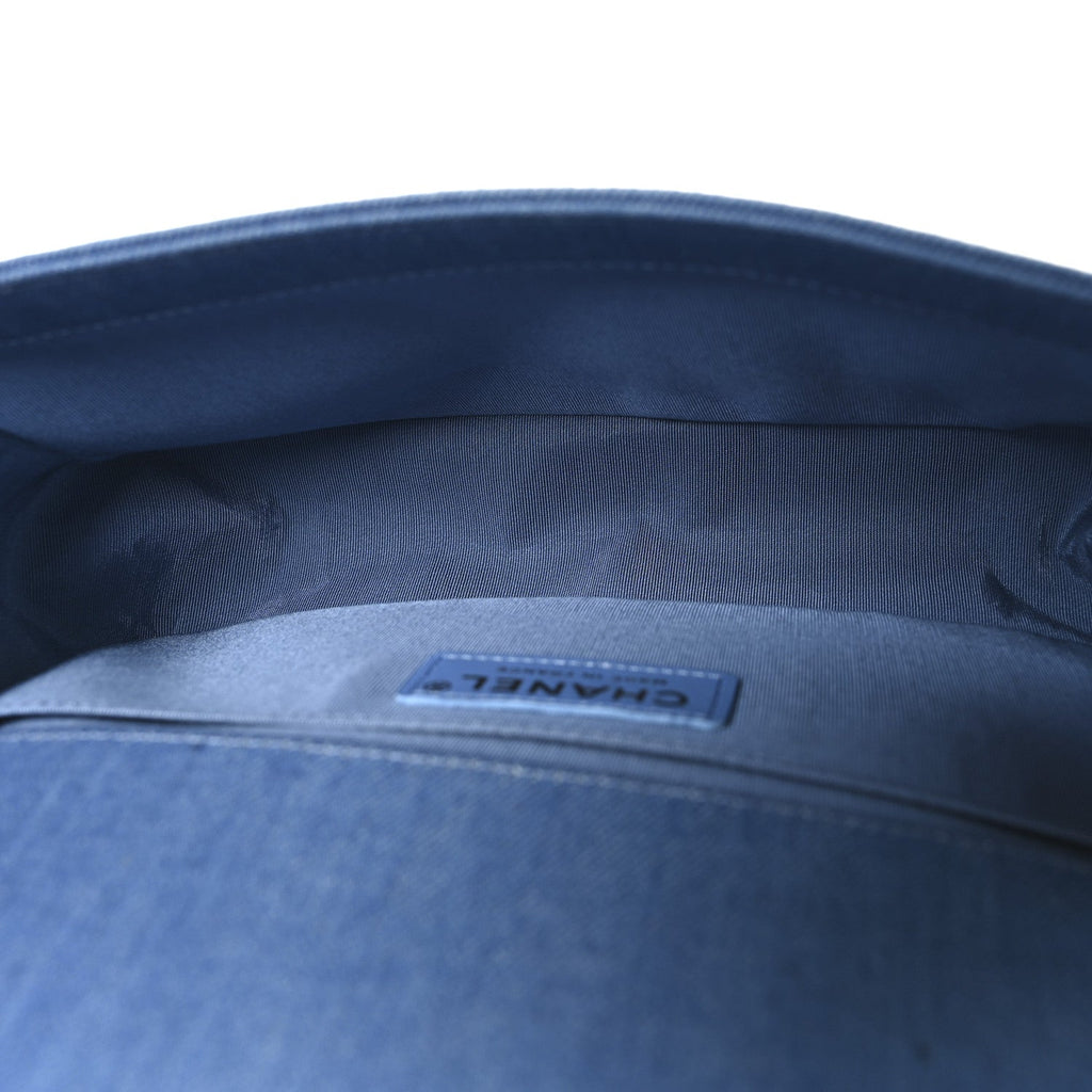 Denim Pleated Medium Boy Flap Light Blue