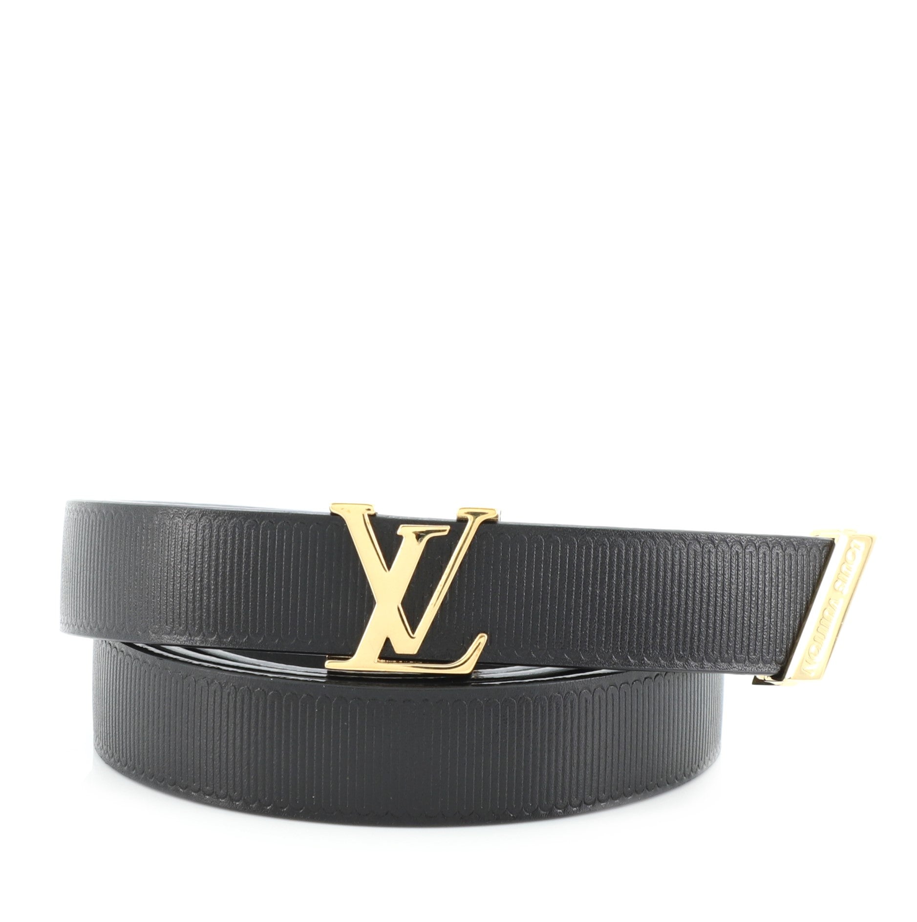 LV Initiales Belt Embossed Calfskin Thin 85